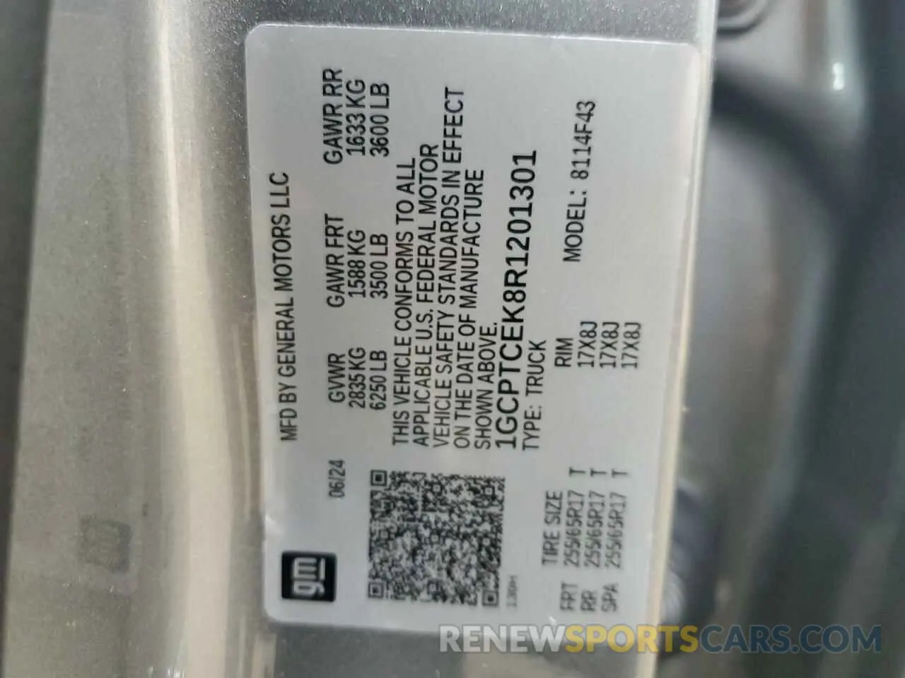 12 Фотография поврежденного автомобиля 1GCPTCEK8R1201301 CHEVROLET COLORADO 2024