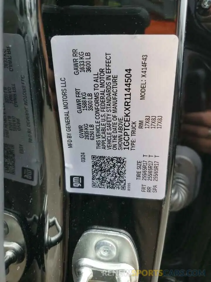 14 Фотография поврежденного автомобиля 1GCPTCEKXR1144504 CHEVROLET COLORADO 2024
