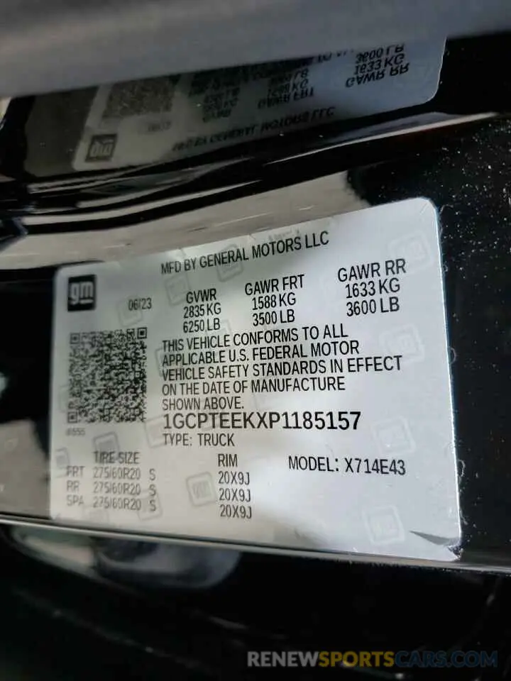 12 Фотография поврежденного автомобиля 1GCPTEEKXP1185157 CHEVROLET COLORADO T 2023