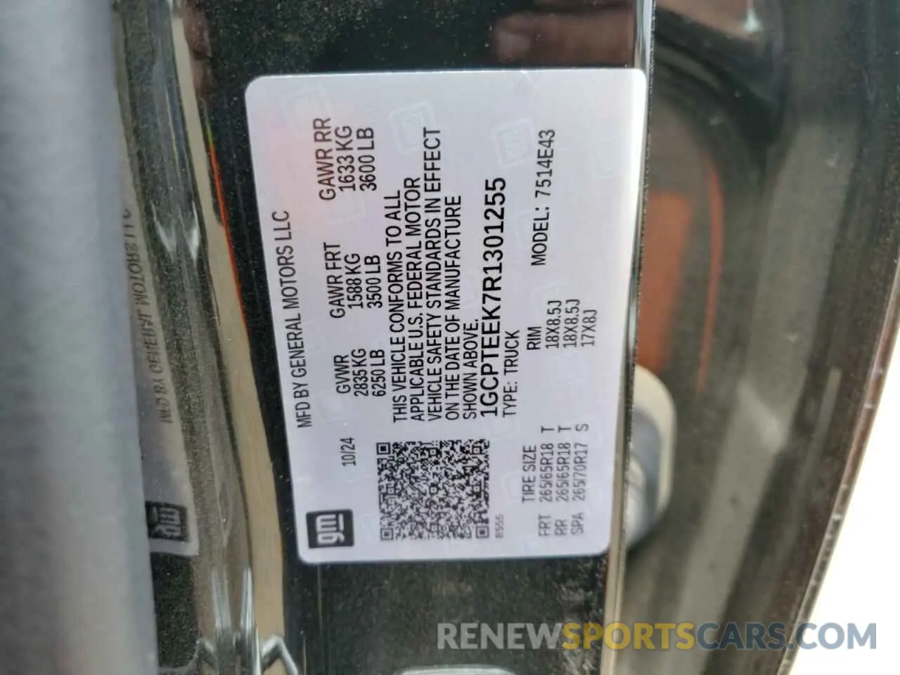14 Photograph of a damaged car 1GCPTEEK7R1301255 CHEVROLET COLORADO T 2024