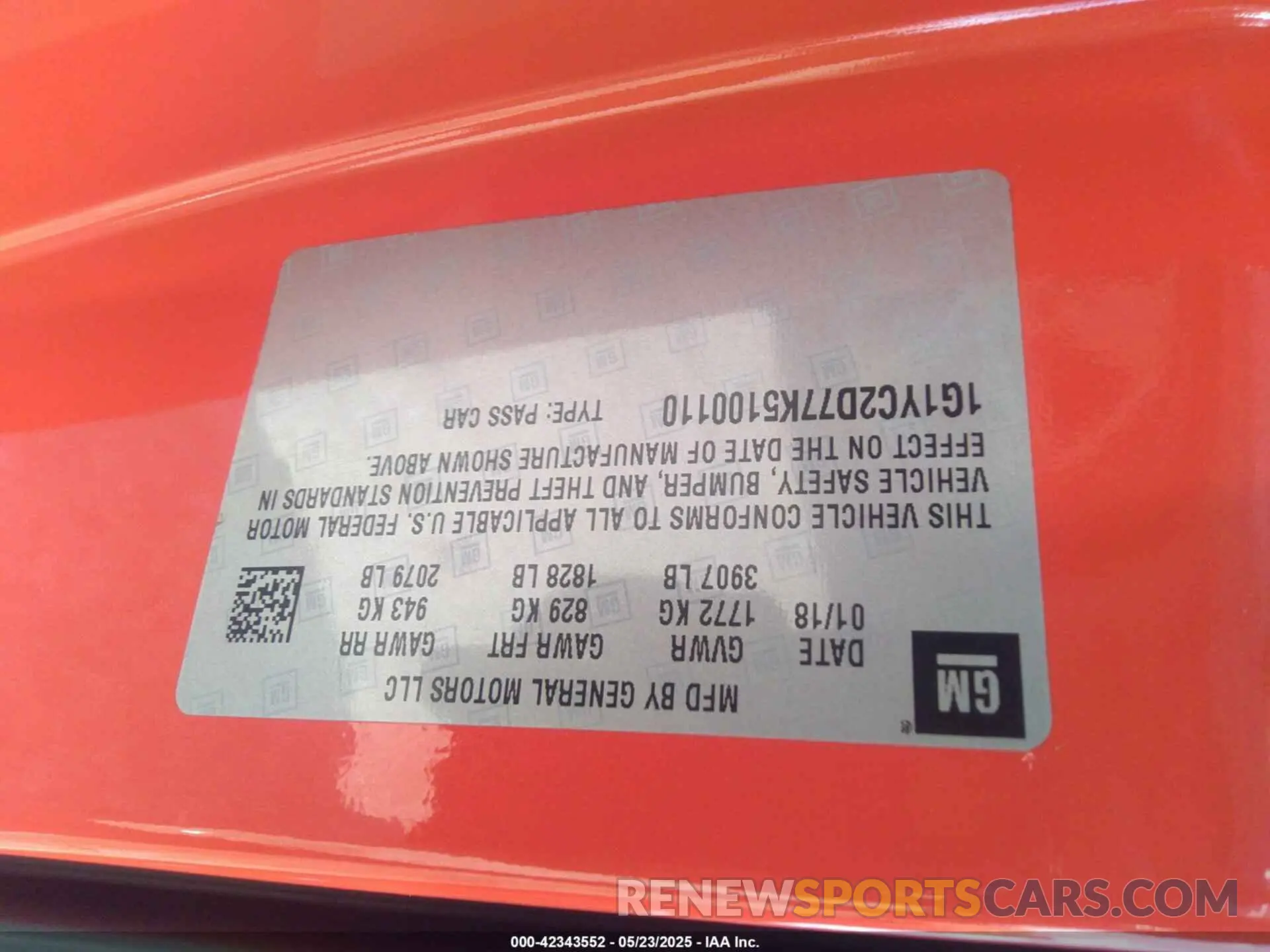 9 Photograph of a damaged car 1G1YC2D77K5100110 CHEVROLET CORVETTE 2019