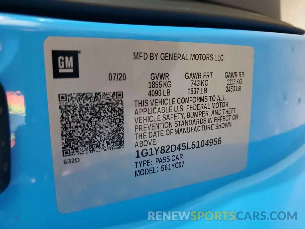 13 Photograph of a damaged car 1G1Y82D45L5104956 CHEVROLET CORVETTE 2020