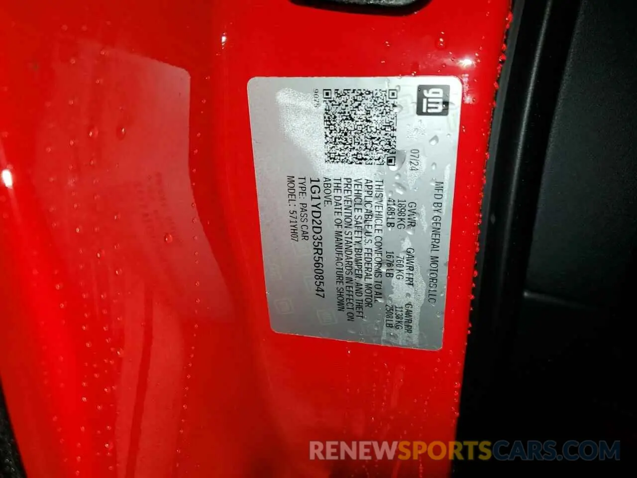 14 Photograph of a damaged car 1G1YD2D35R5608547 CHEVROLET CORVETTE 2024