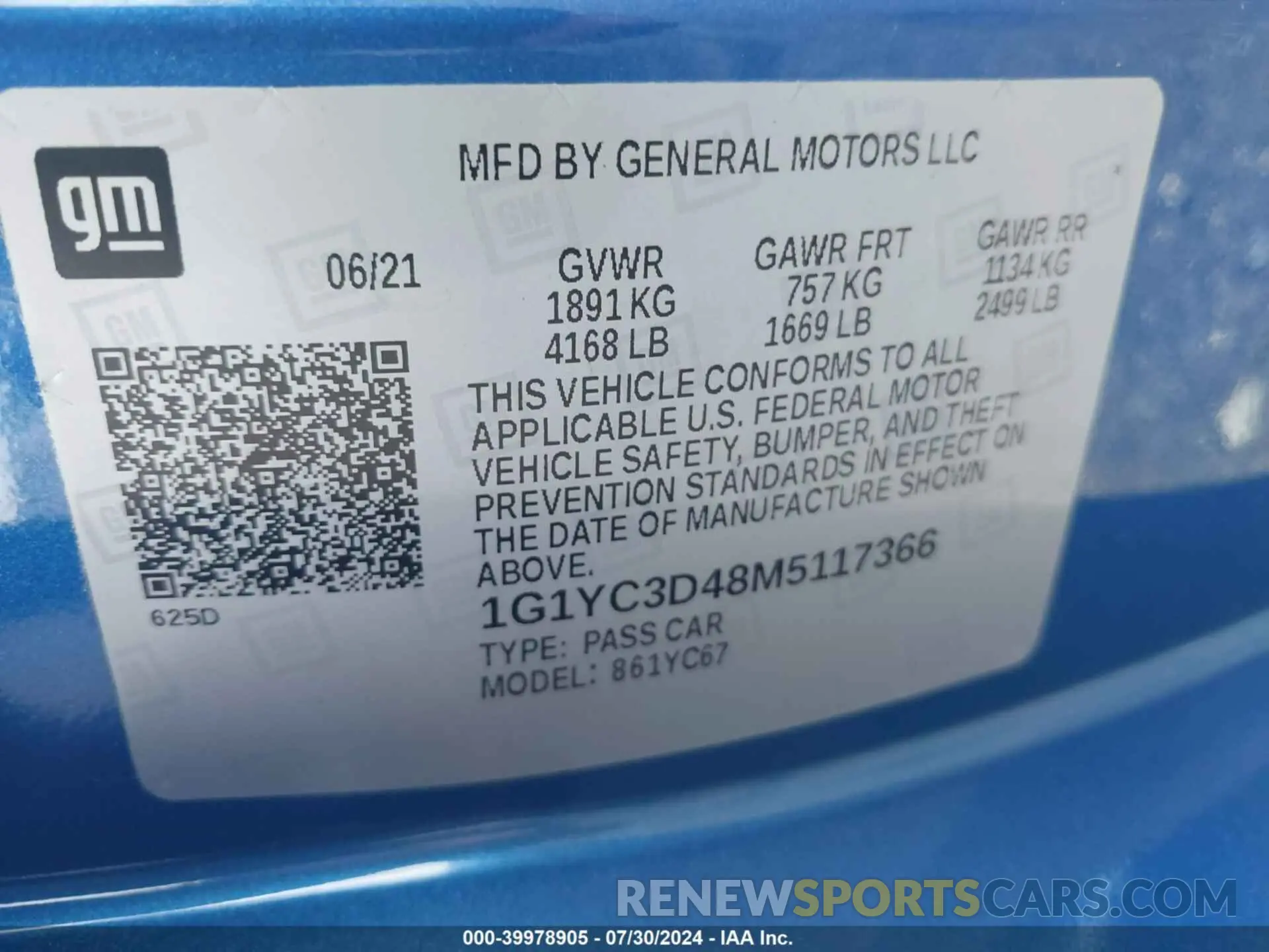 9 Photograph of a damaged car 1G1YC3D48M5117366 CHEVROLET CORVETTE STINGRAY 2021