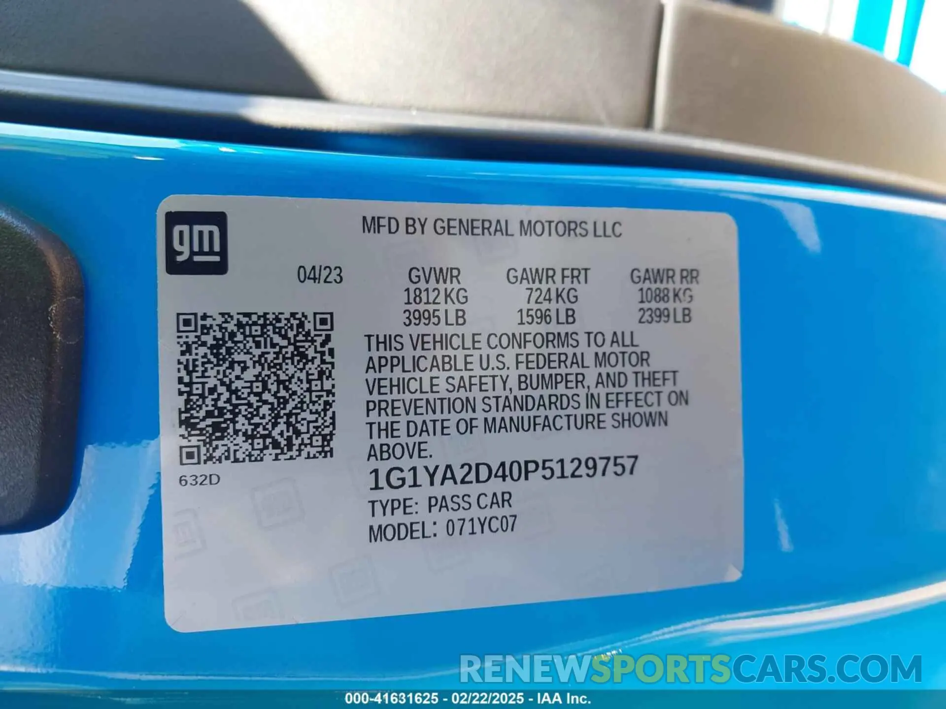 9 Фотография поврежденного автомобиля 1G1YA2D40P5129757 CHEVROLET CORVETTE STINGRAY 2023