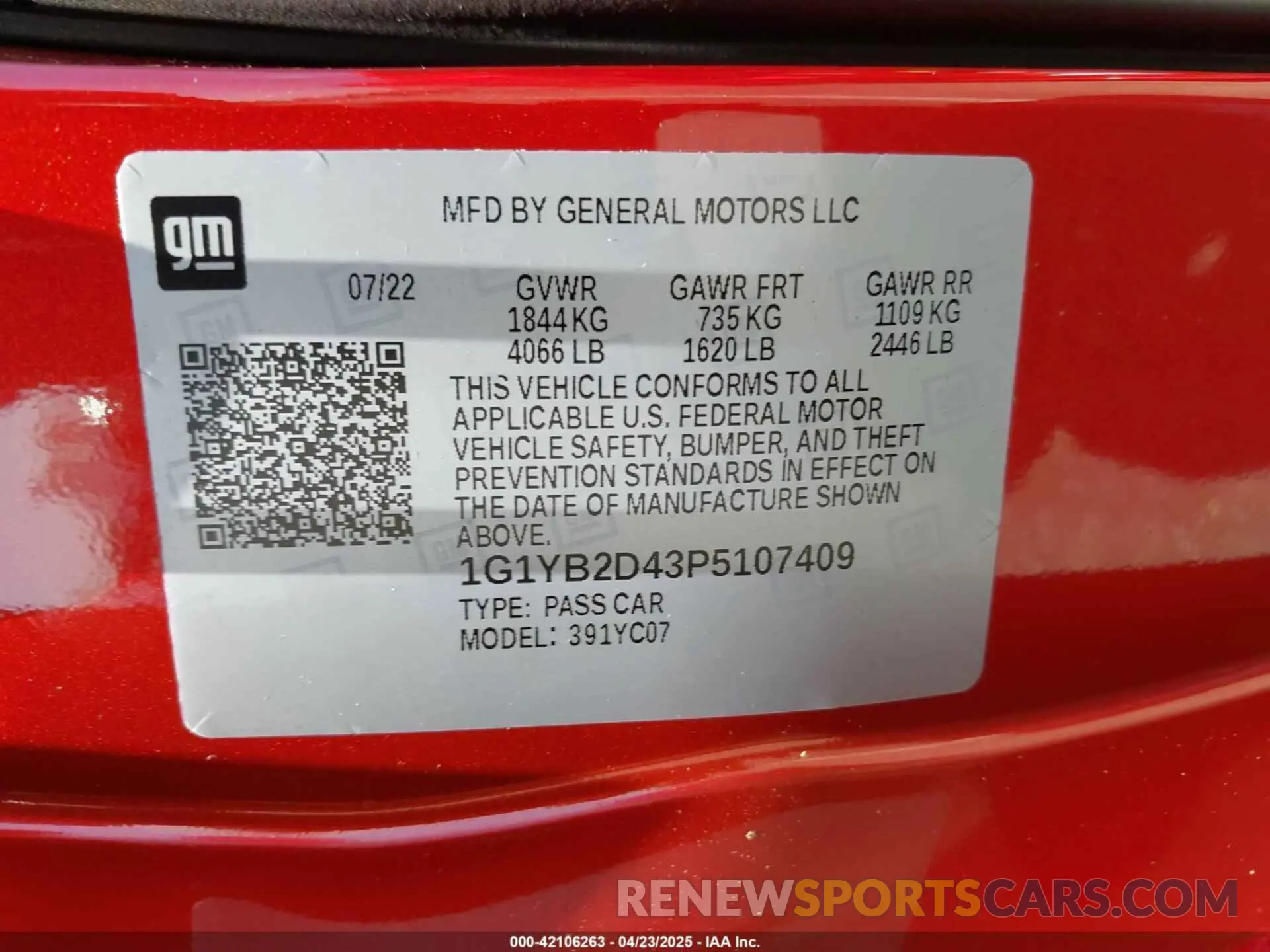 9 Фотография поврежденного автомобиля 1G1YB2D43P5107409 CHEVROLET CORVETTE STINGRAY 2023