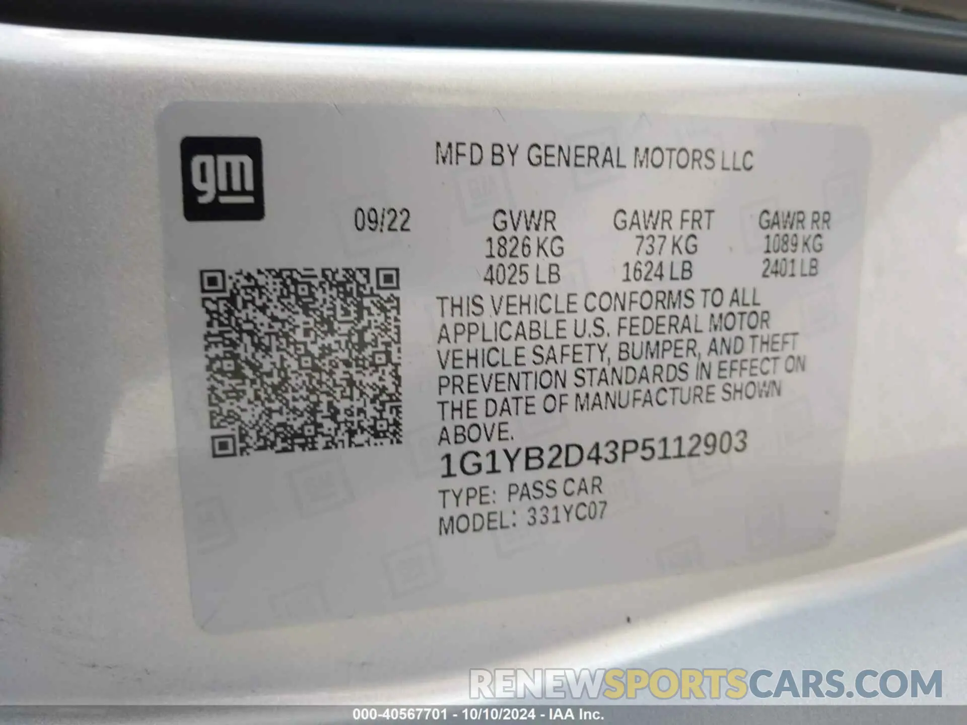 9 Photograph of a damaged car 1G1YB2D43P5112903 CHEVROLET CORVETTE STINGRAY 2023