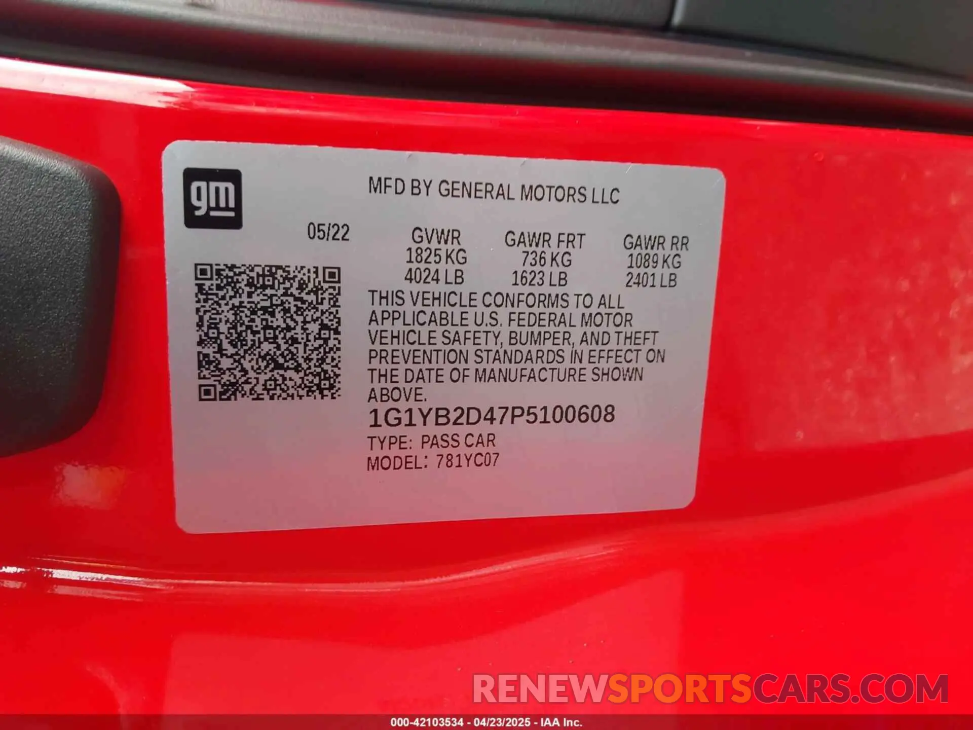 9 Photograph of a damaged car 1G1YB2D47P5100608 CHEVROLET CORVETTE STINGRAY 2023