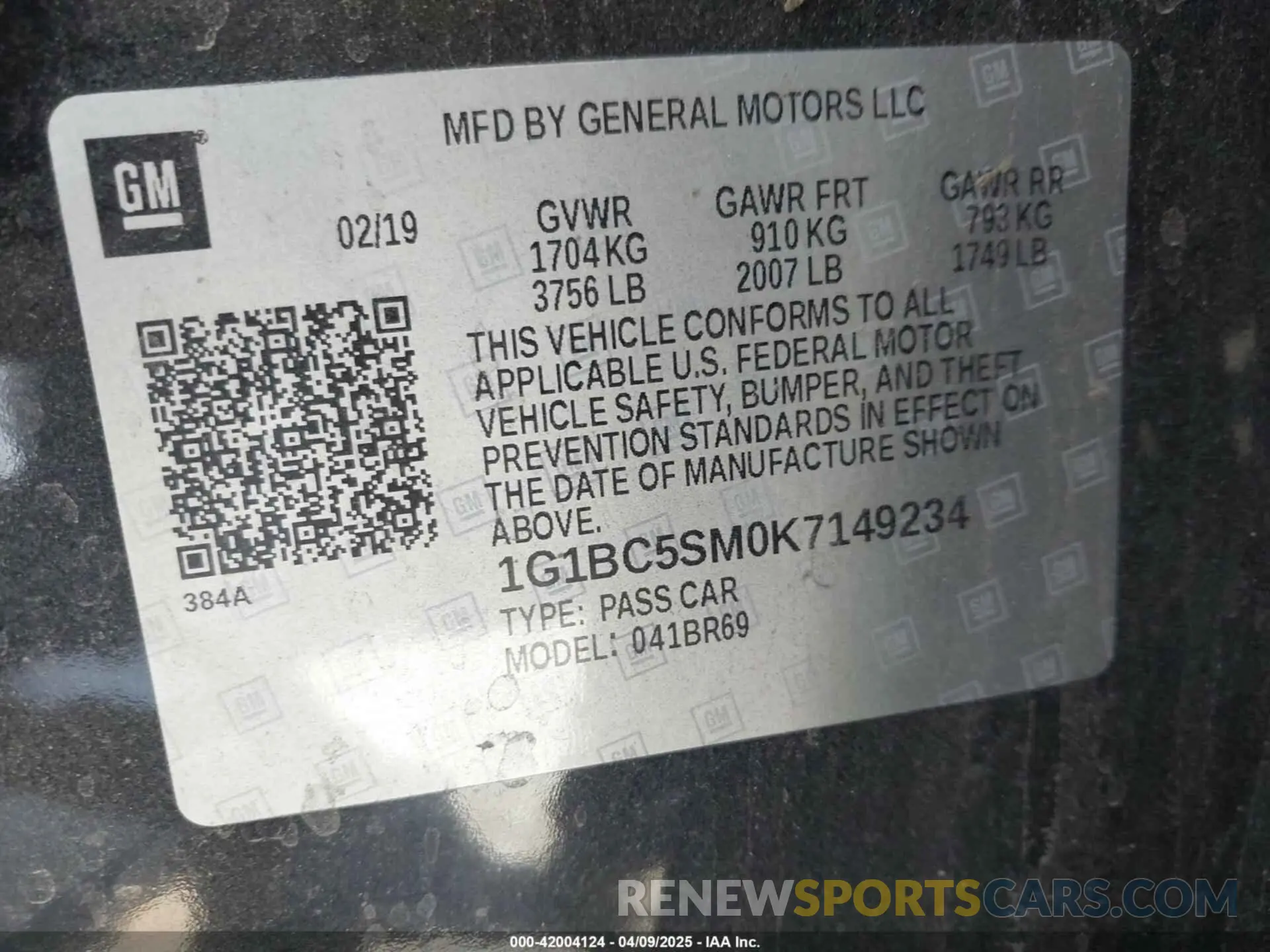 9 Фотография поврежденного автомобиля 1G1BC5SM0K7149234 CHEVROLET CRUZE 2019