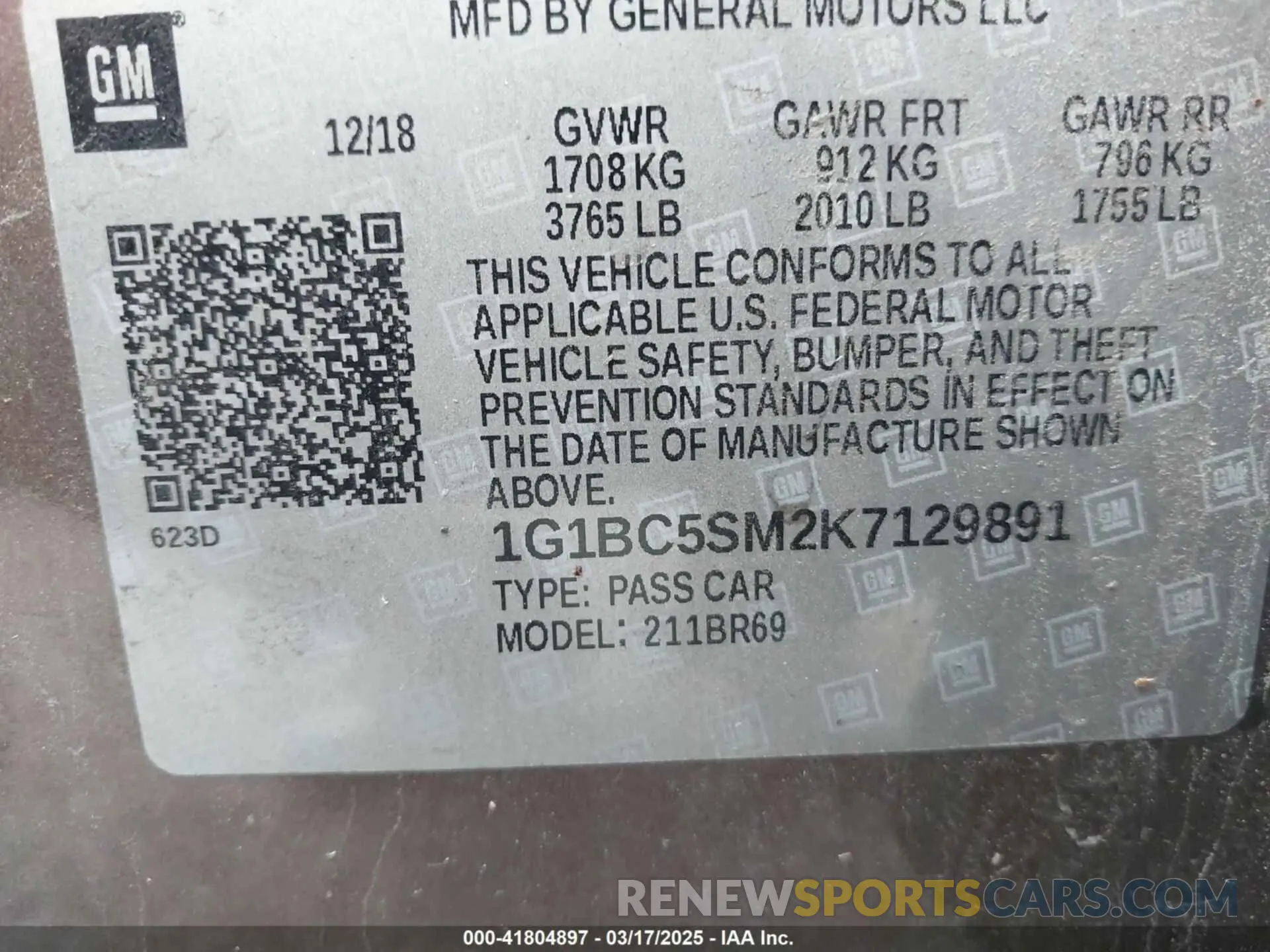 9 Фотография поврежденного автомобиля 1G1BC5SM2K7129891 CHEVROLET CRUZE 2019