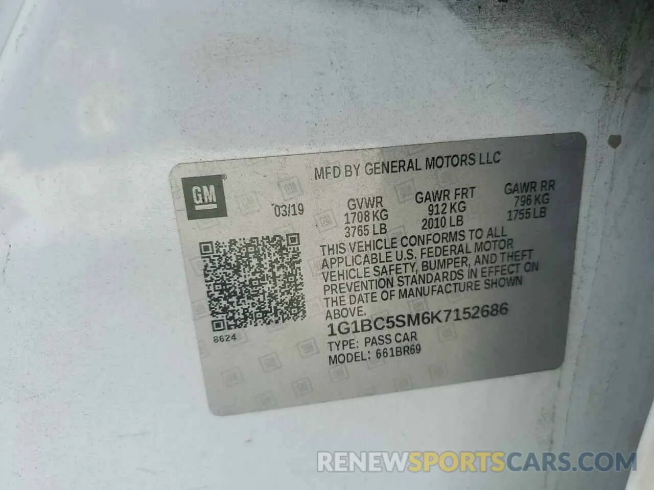 12 Фотография поврежденного автомобиля 1G1BC5SM6K7152686 CHEVROLET CRUZE 2019