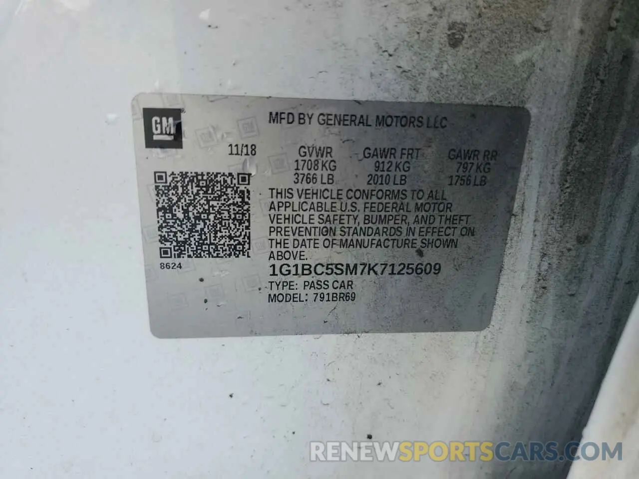 12 Фотография поврежденного автомобиля 1G1BC5SM7K7125609 CHEVROLET CRUZE 2019