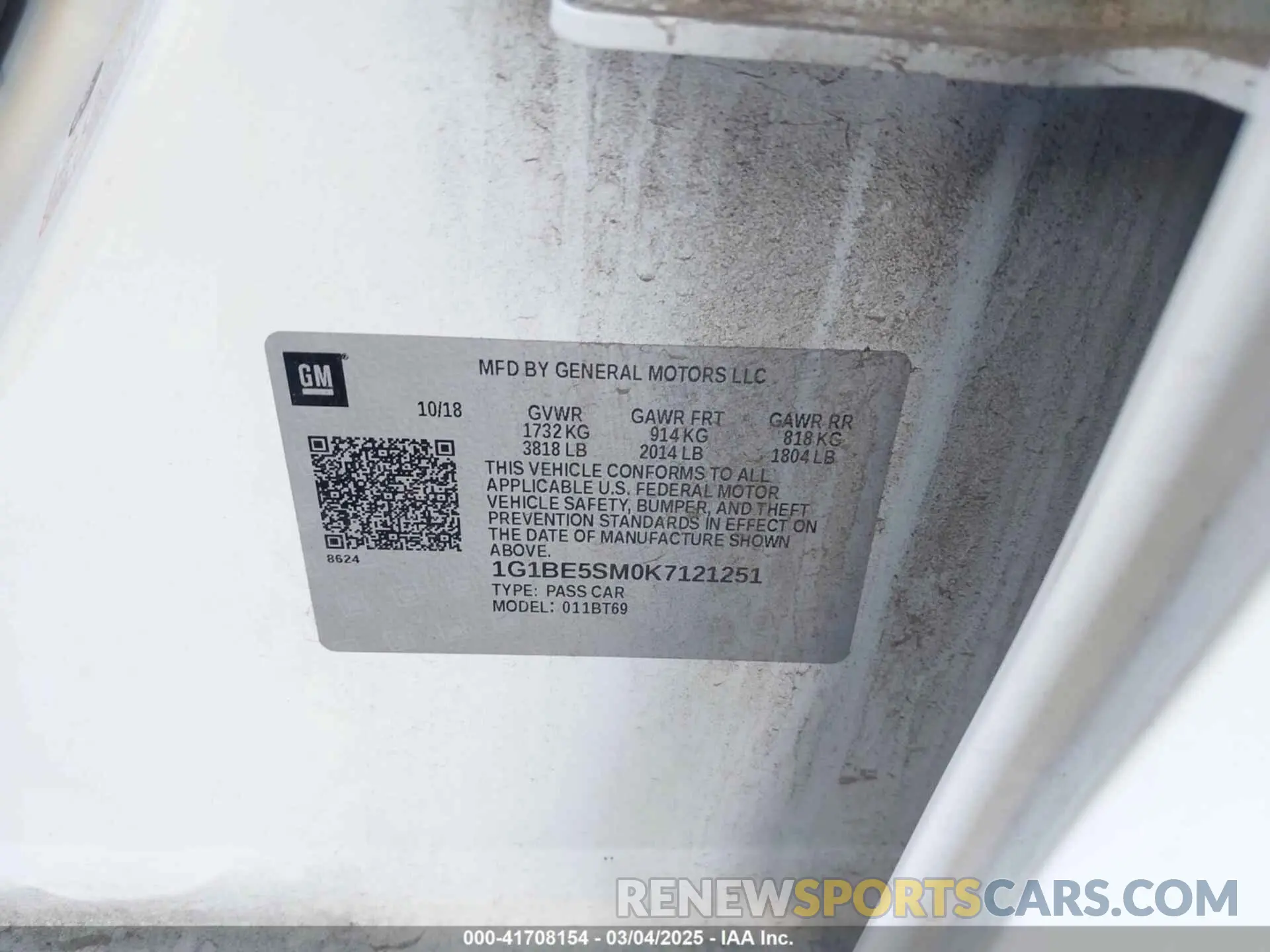9 Photograph of a damaged car 1G1BE5SM0K7121251 CHEVROLET CRUZE 2019