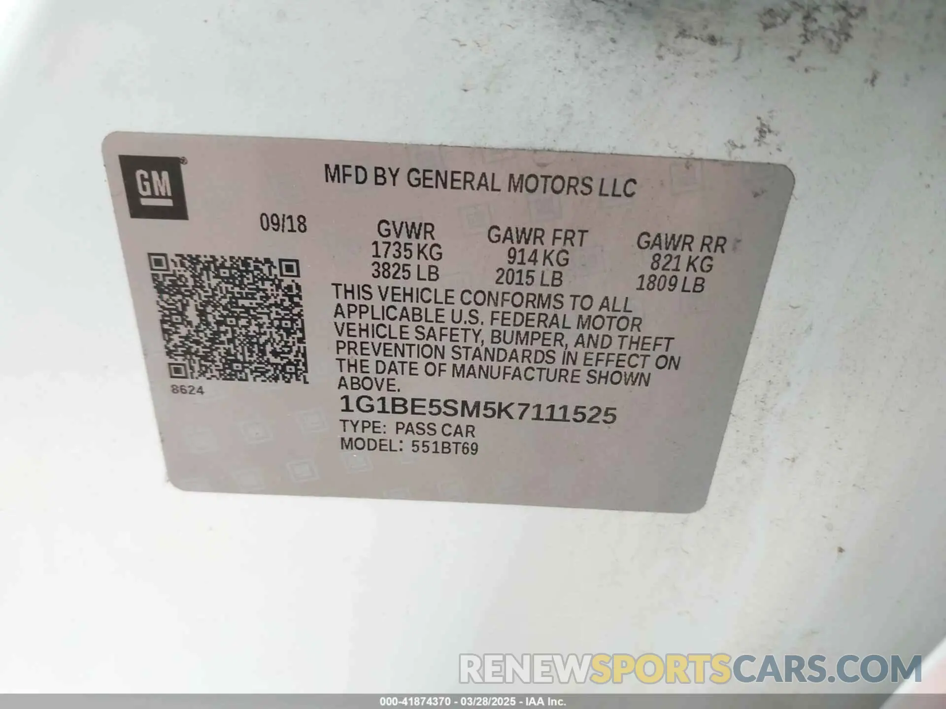 9 Photograph of a damaged car 1G1BE5SM5K7111525 CHEVROLET CRUZE 2019