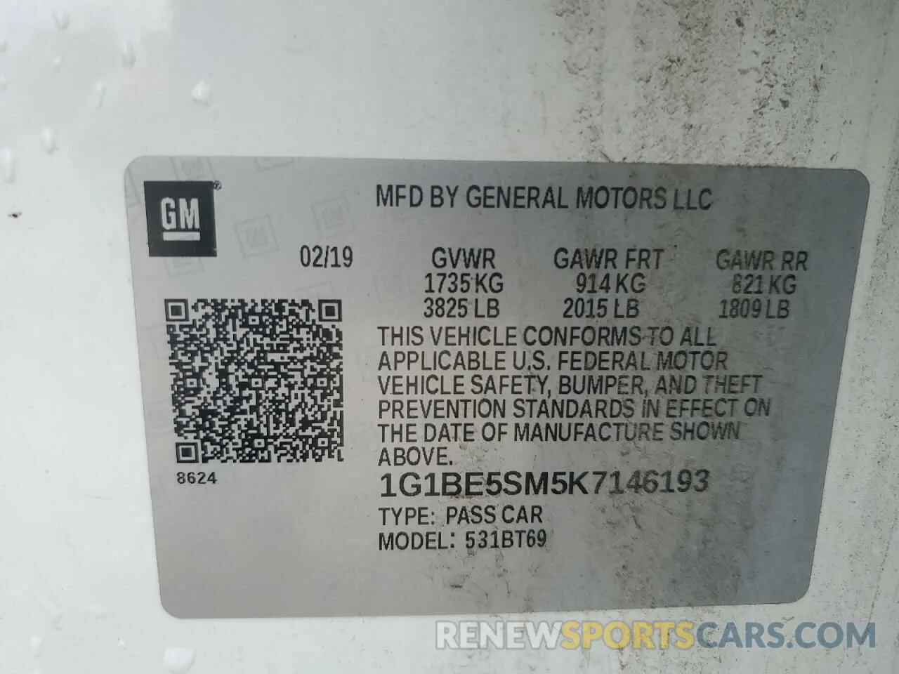 12 Фотография поврежденного автомобиля 1G1BE5SM5K7146193 CHEVROLET CRUZE 2019