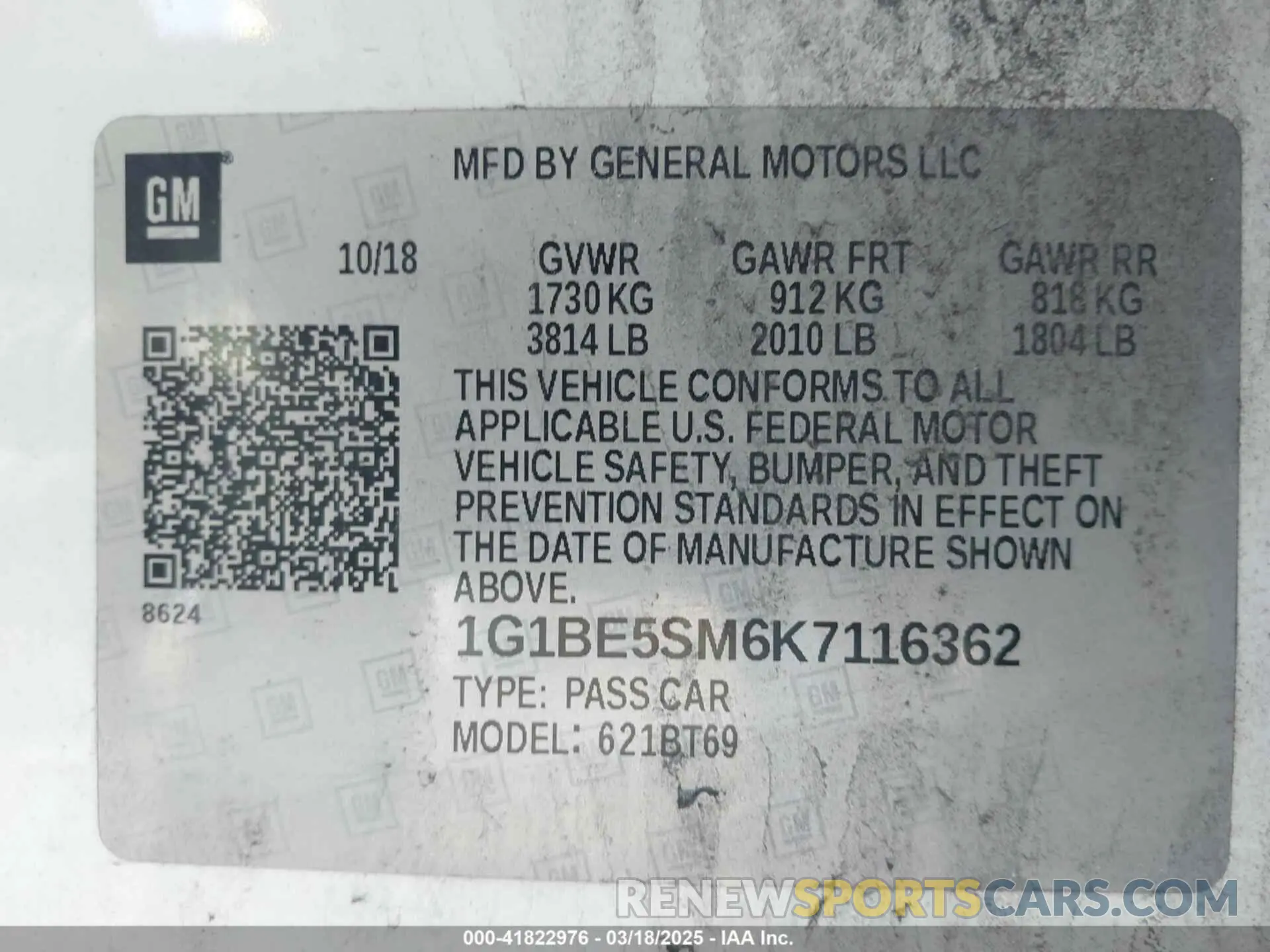 9 Фотография поврежденного автомобиля 1G1BE5SM6K7116362 CHEVROLET CRUZE 2019