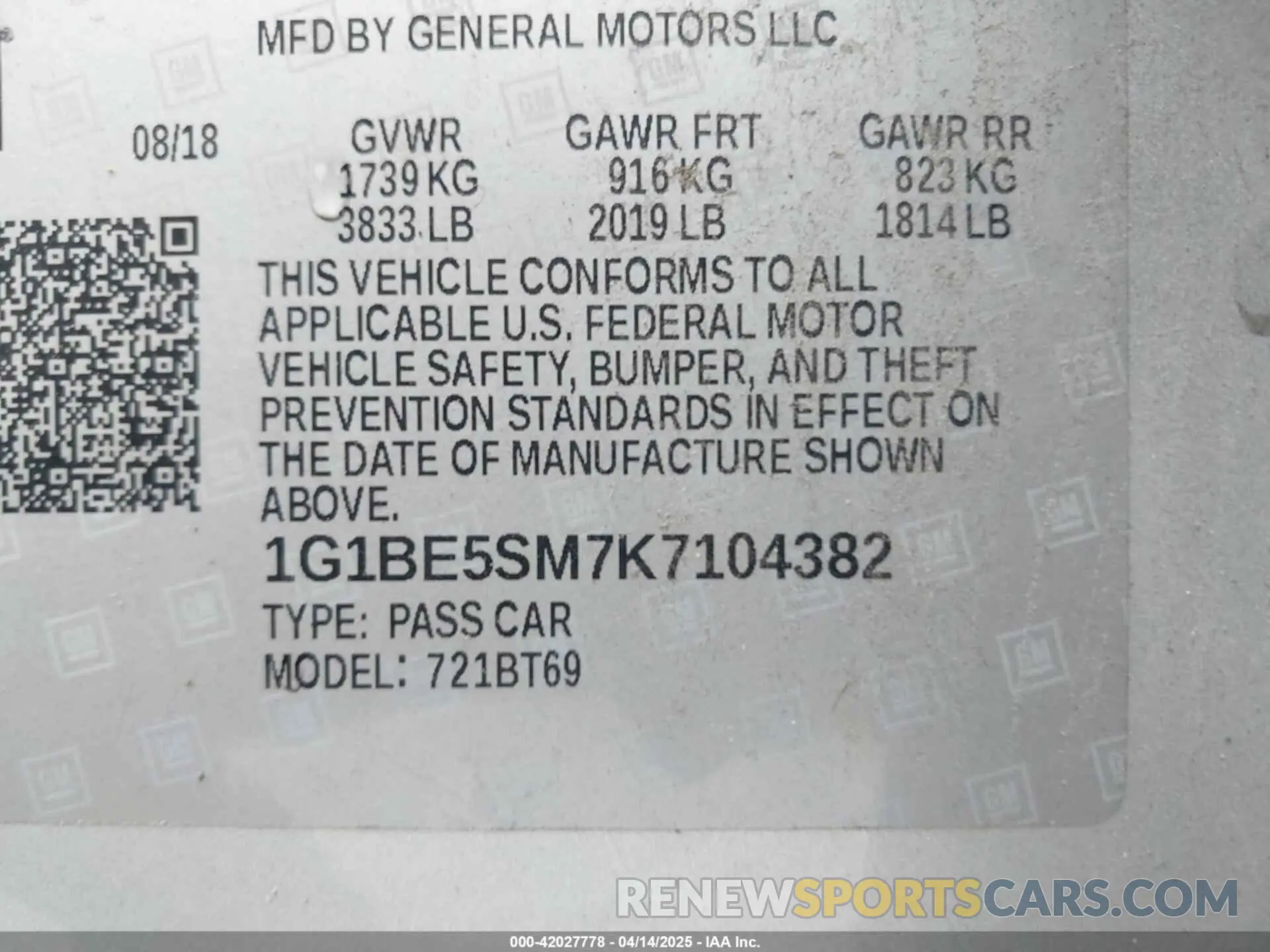 9 Photograph of a damaged car 1G1BE5SM7K7104382 CHEVROLET CRUZE 2019