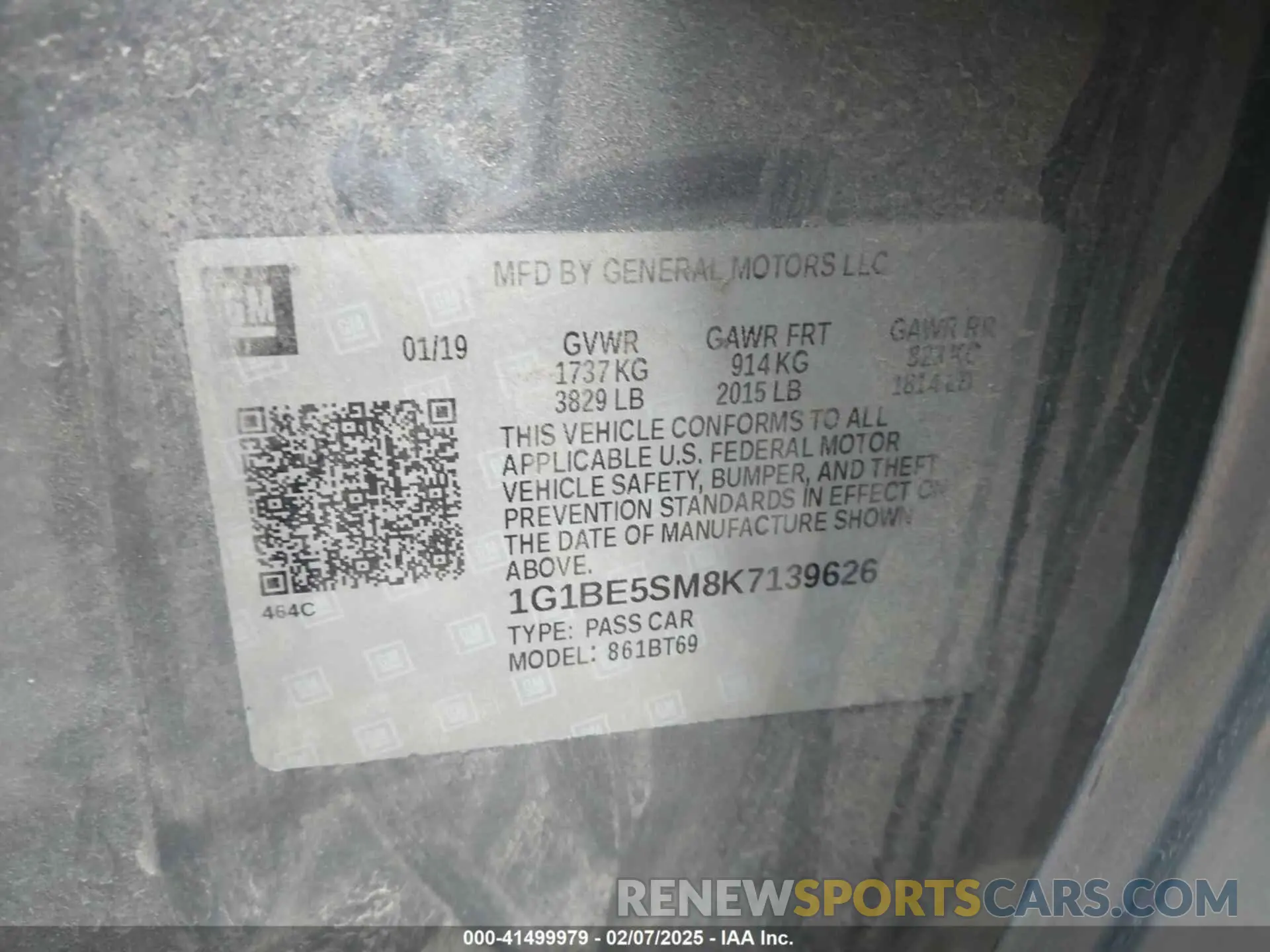 9 Photograph of a damaged car 1G1BE5SM8K7139626 CHEVROLET CRUZE 2019