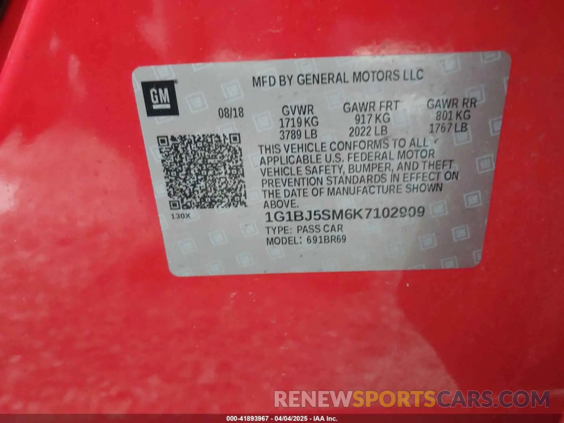 9 Photograph of a damaged car 1G1BJ5SM6K7102909 CHEVROLET CRUZE 2019