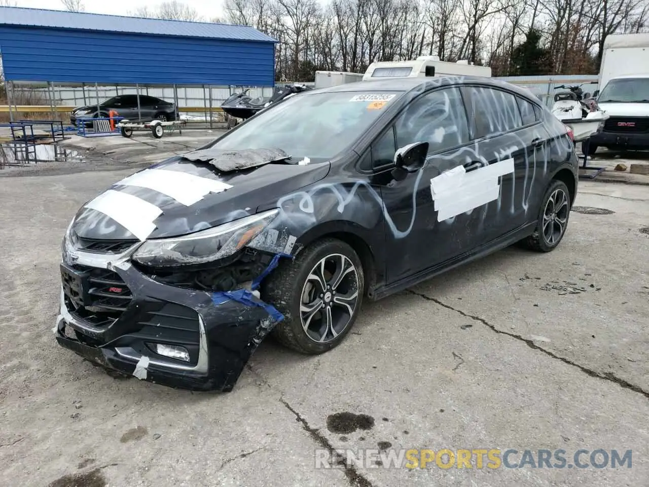 1 Photograph of a damaged car 3G1BE6SM5KS572313 CHEVROLET CRUZE 2019