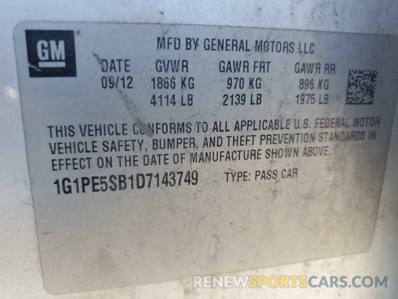12 Photograph of a damaged car 1G1PE5SB1D7143749 CHEVROLET CRUZE 2022
