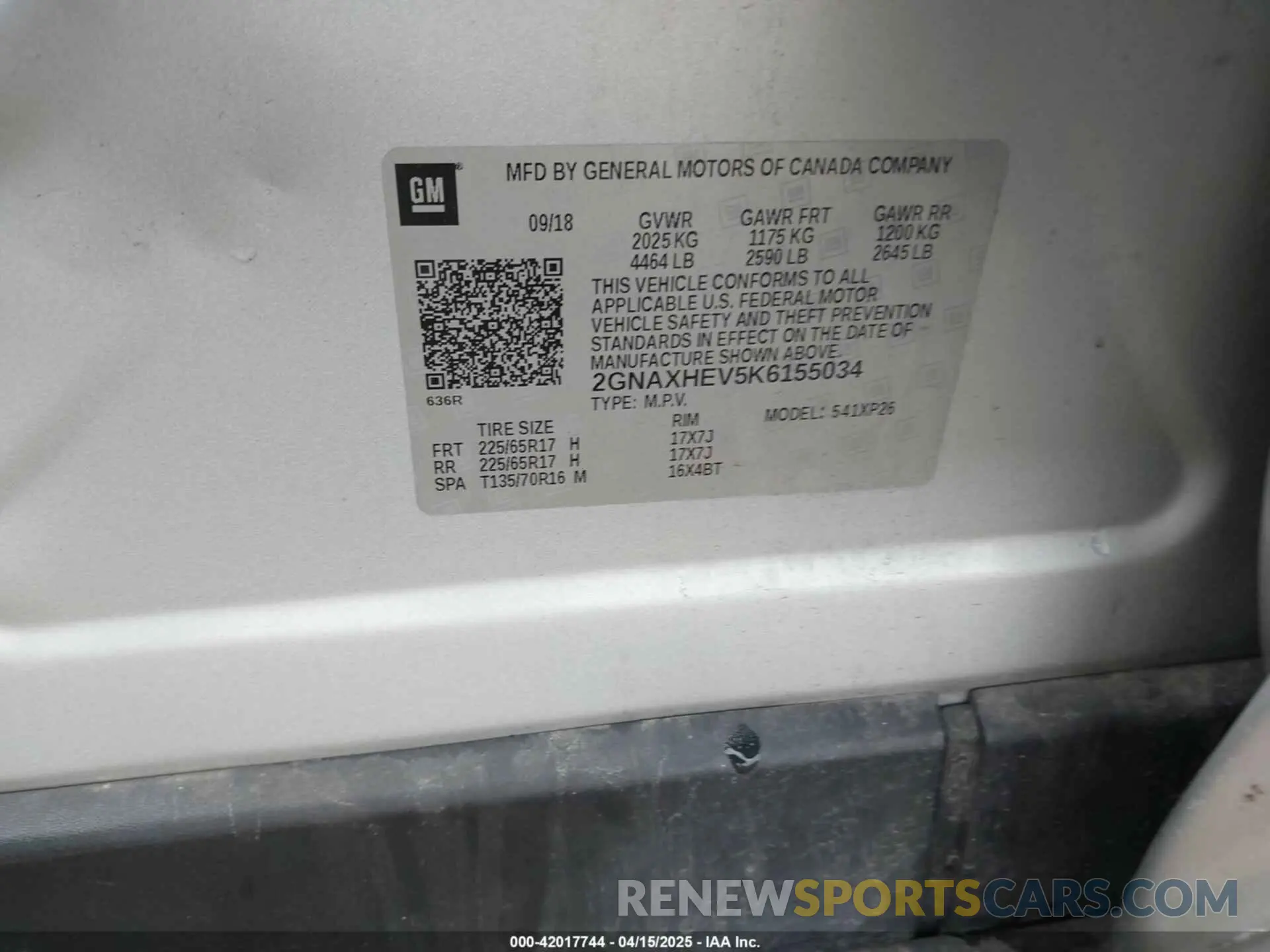 9 Photograph of a damaged car 2GNAXHEV5K6155034 CHEVROLET EQUINOX 2019