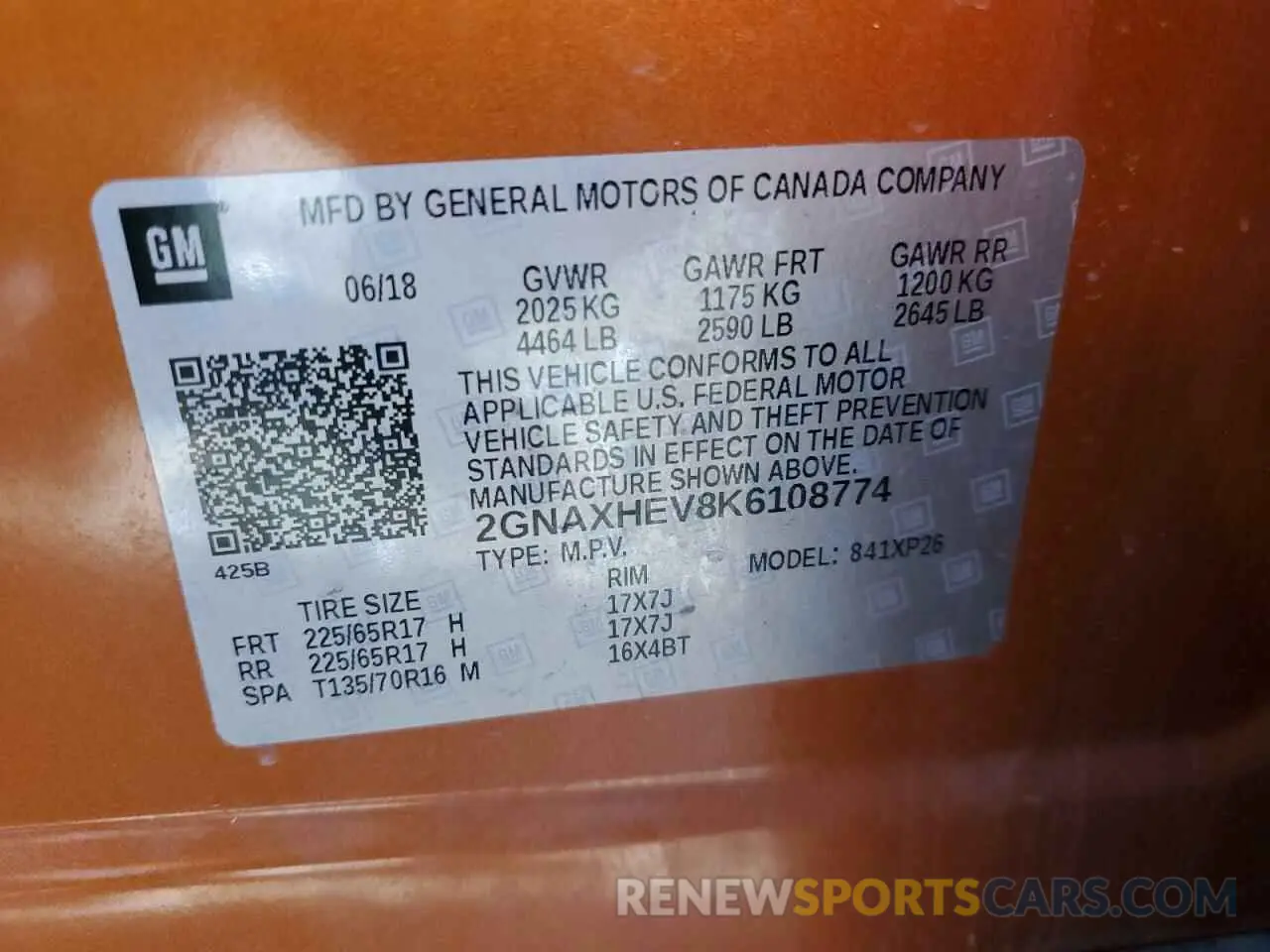 15 Photograph of a damaged car 2GNAXHEV8K6108774 CHEVROLET EQUINOX 2019