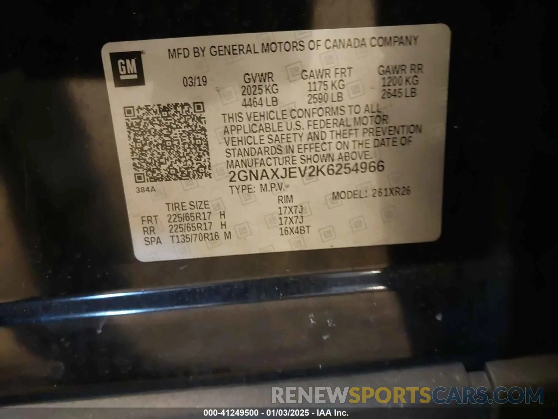 9 Photograph of a damaged car 2GNAXJEV2K6254966 CHEVROLET EQUINOX 2019