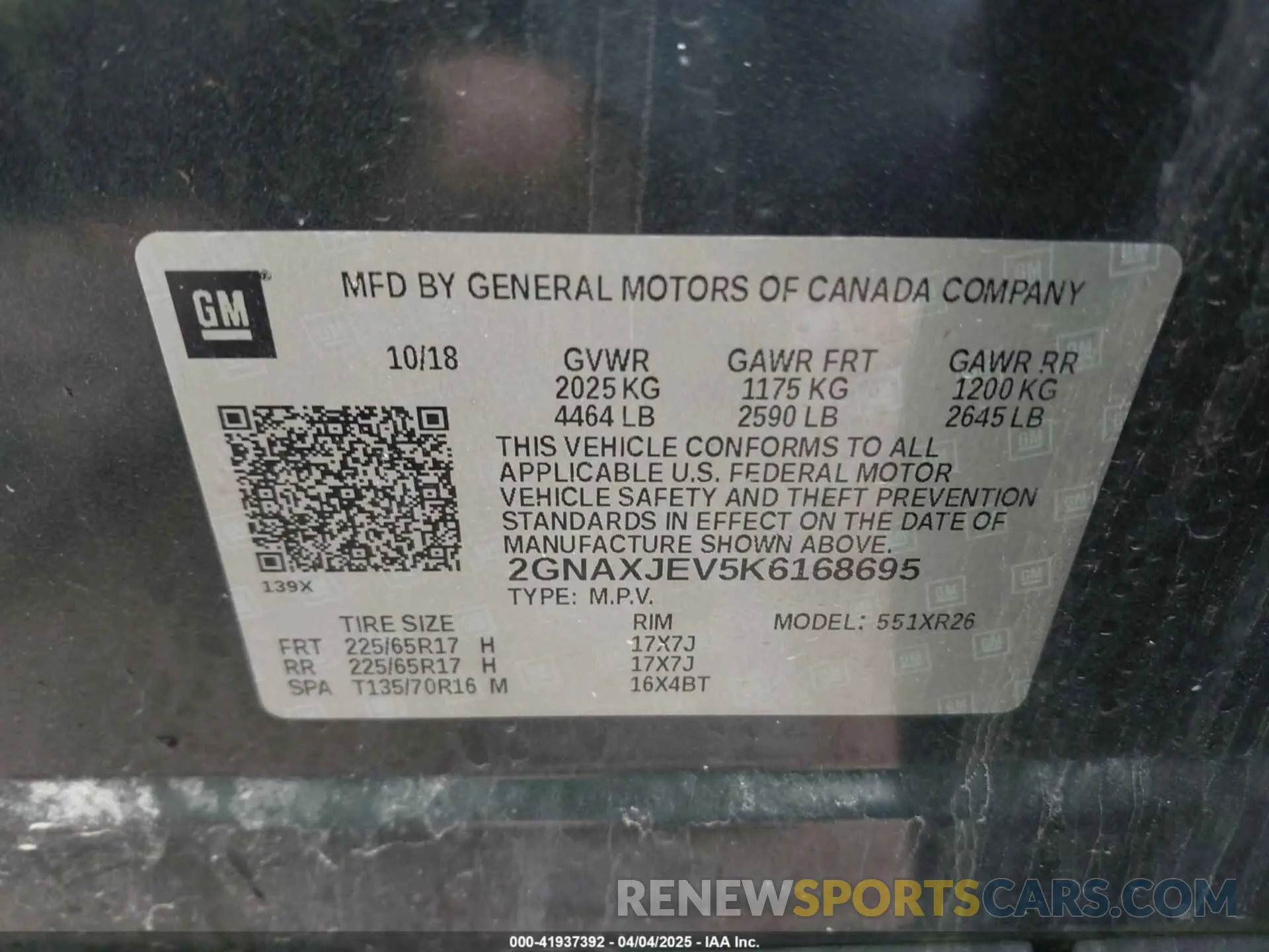 9 Photograph of a damaged car 2GNAXJEV5K6168695 CHEVROLET EQUINOX 2019