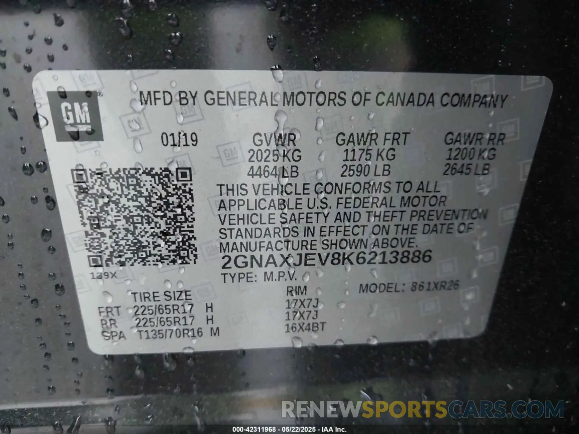 9 Фотография поврежденного автомобиля 2GNAXJEV8K6213886 CHEVROLET EQUINOX 2019