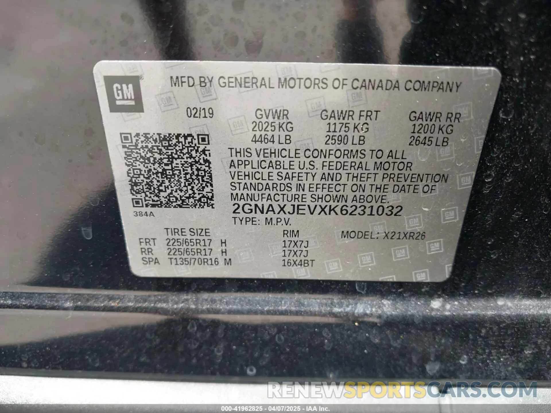 9 Photograph of a damaged car 2GNAXJEVXK6231032 CHEVROLET EQUINOX 2019