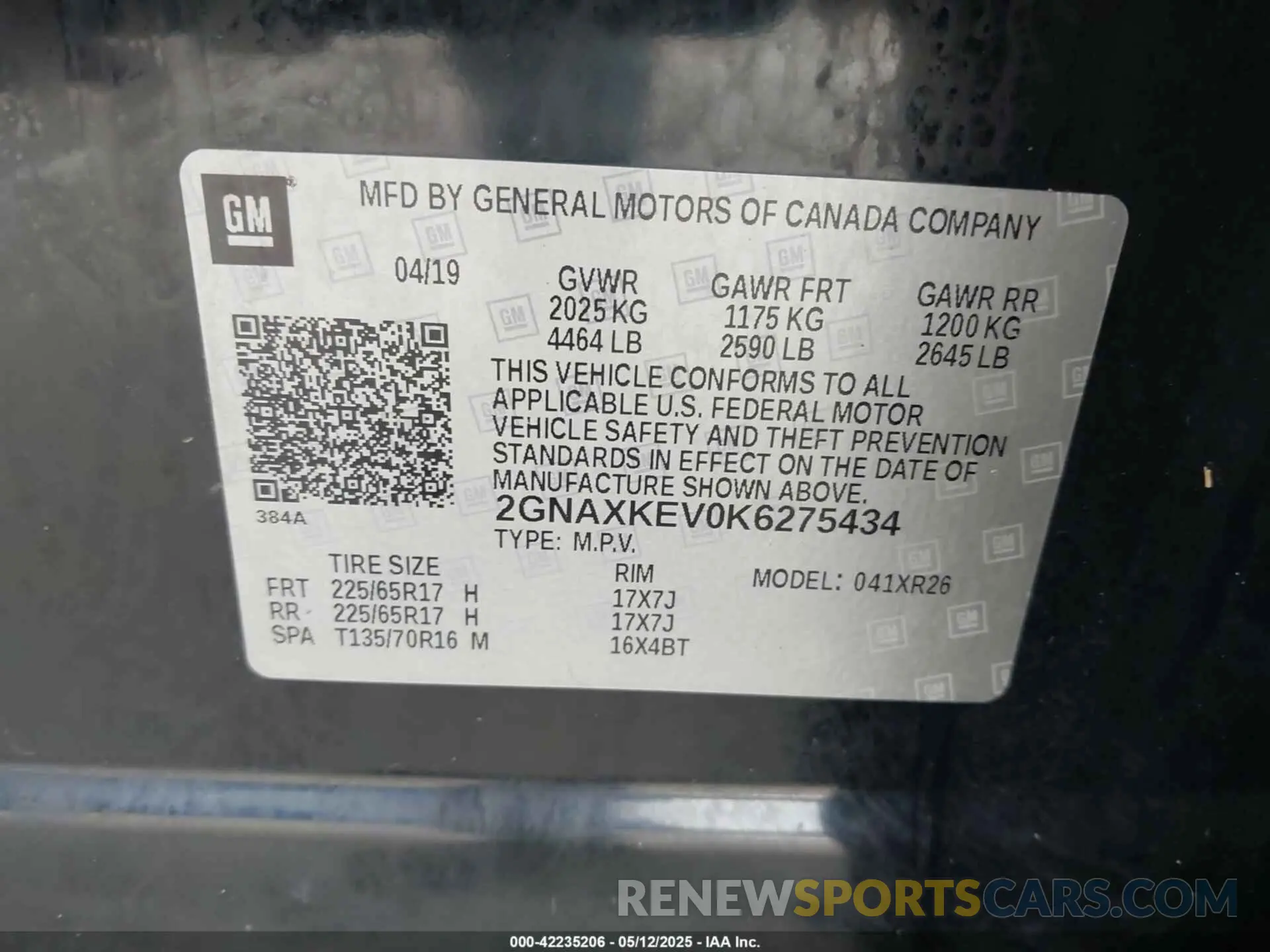 9 Photograph of a damaged car 2GNAXKEV0K6275434 CHEVROLET EQUINOX 2019