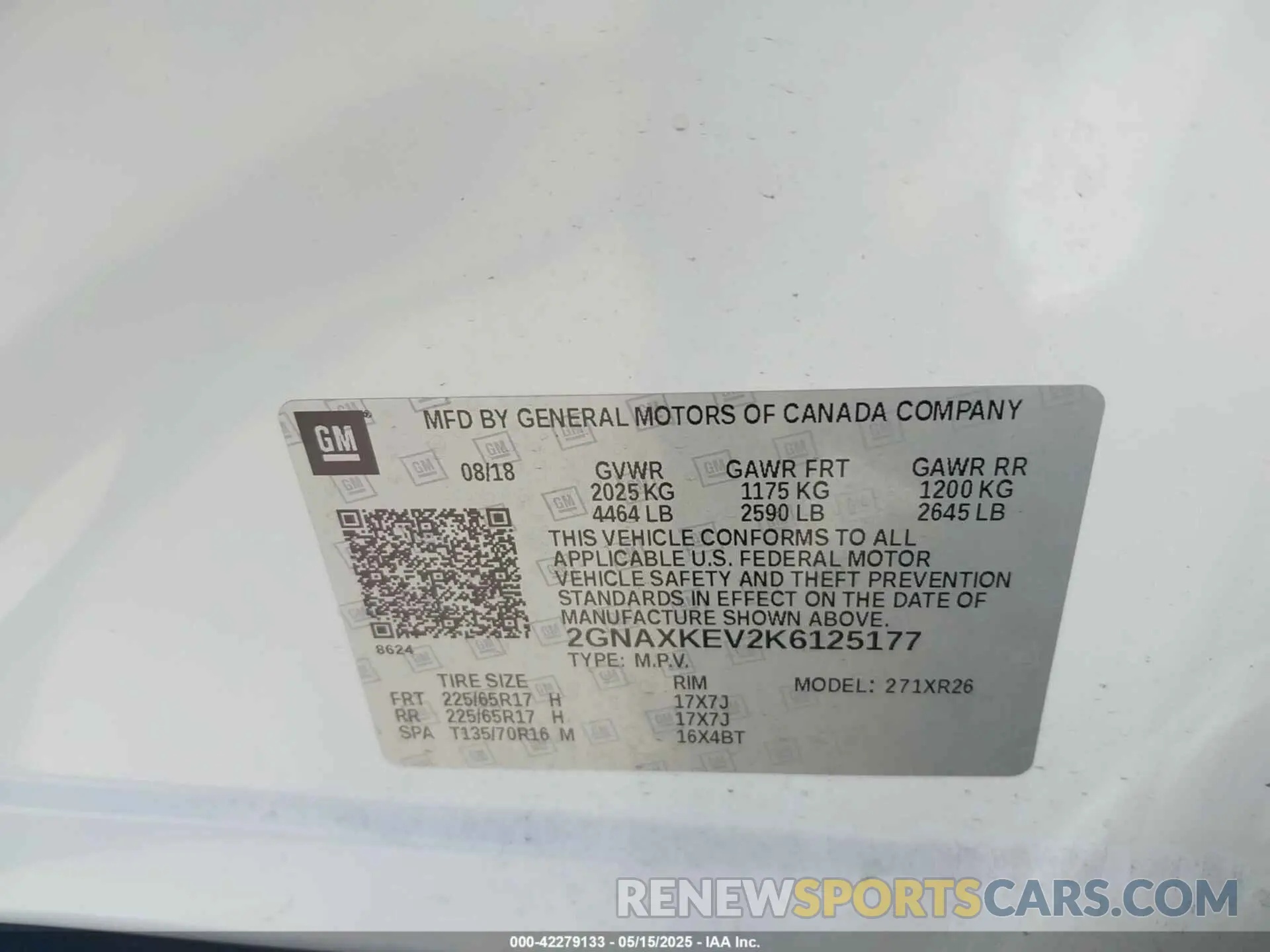 9 Photograph of a damaged car 2GNAXKEV2K6125177 CHEVROLET EQUINOX 2019