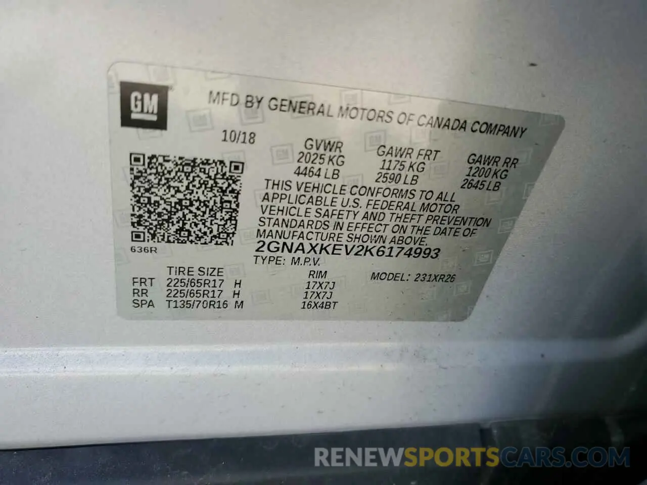 13 Фотография поврежденного автомобиля 2GNAXKEV2K6174993 CHEVROLET EQUINOX 2019