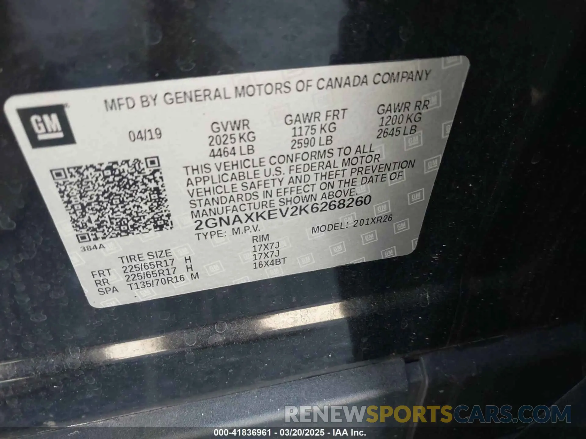 9 Photograph of a damaged car 2GNAXKEV2K6268260 CHEVROLET EQUINOX 2019