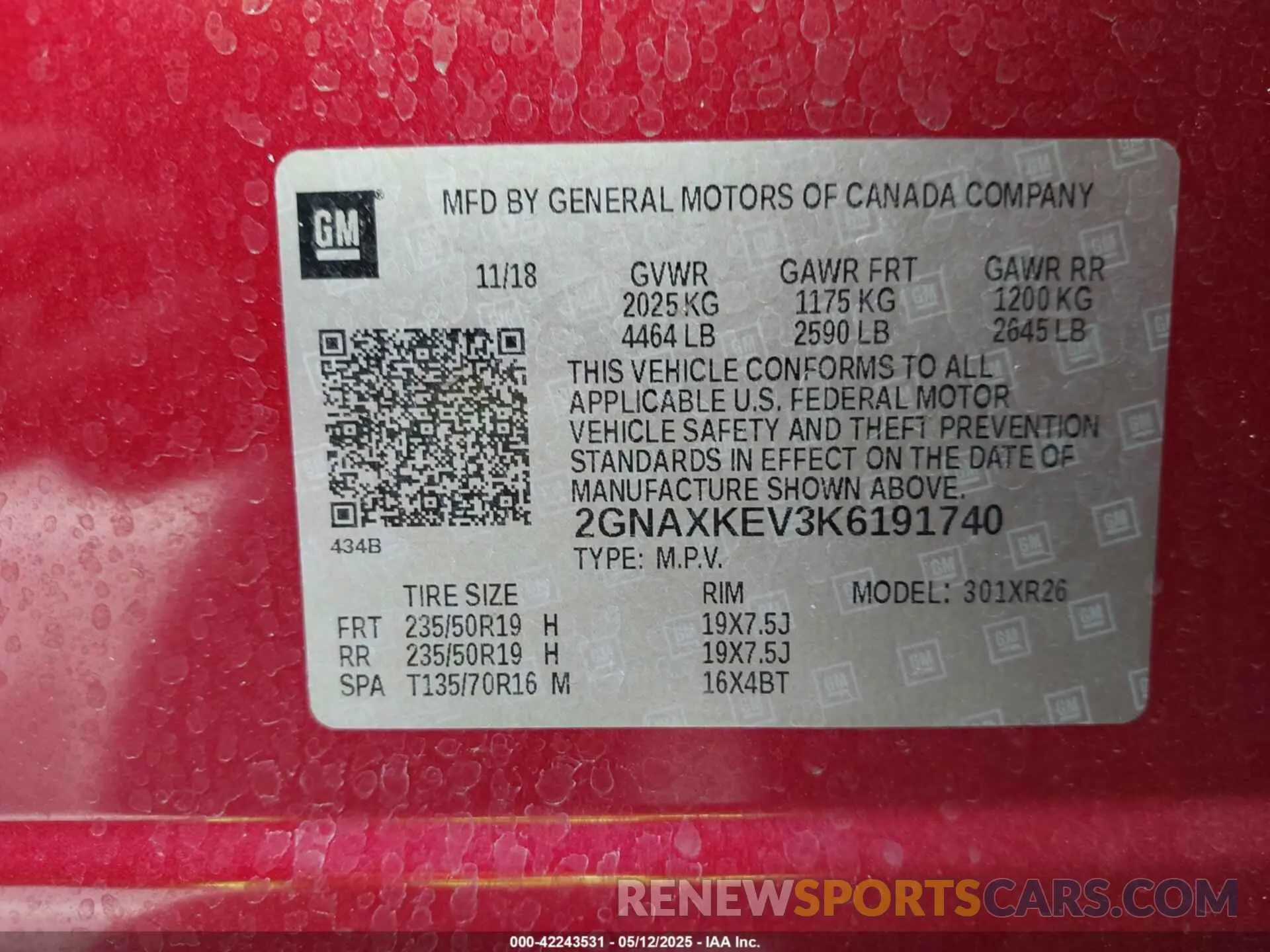 9 Фотография поврежденного автомобиля 2GNAXKEV3K6191740 CHEVROLET EQUINOX 2019