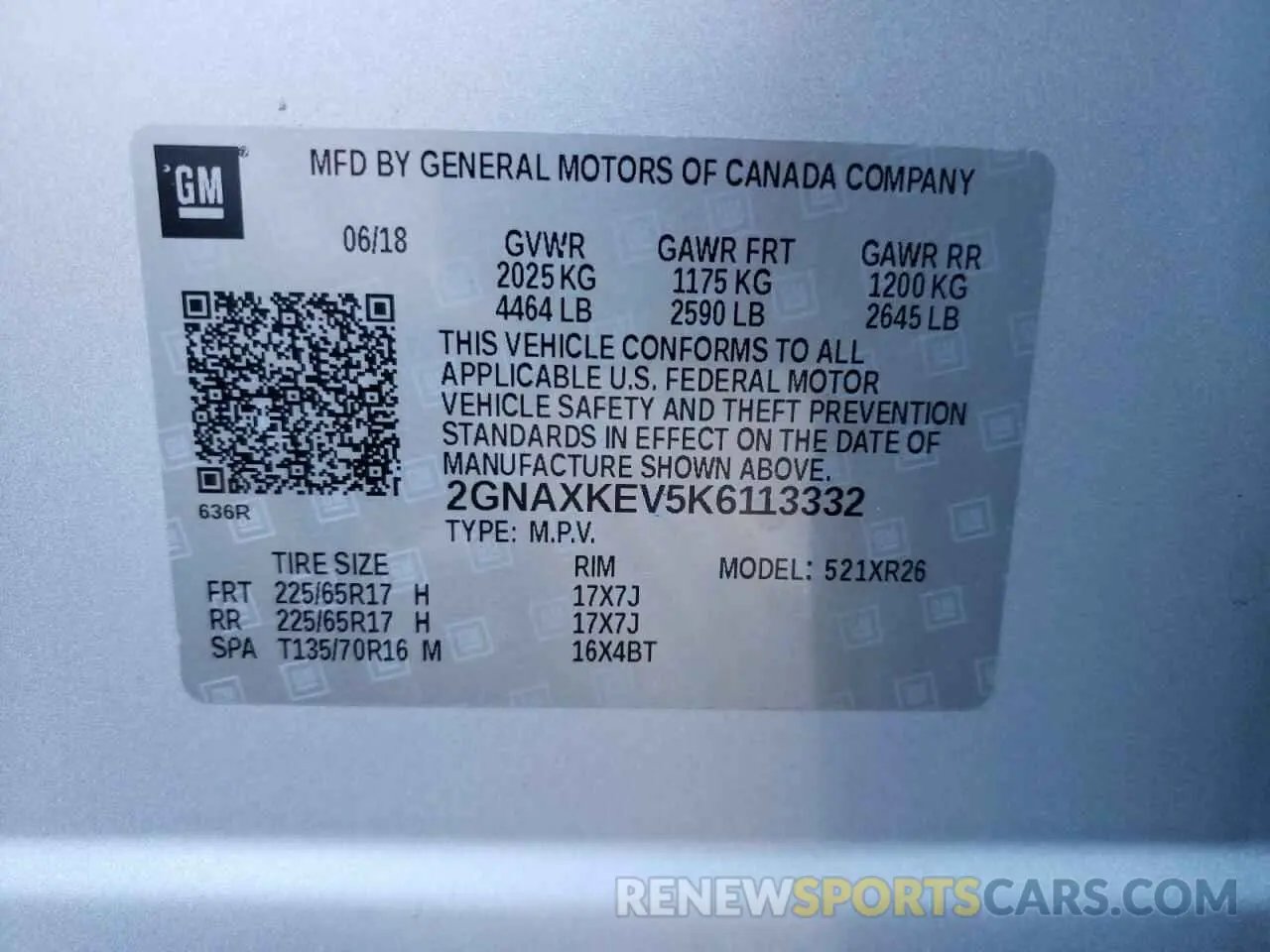 13 Photograph of a damaged car 2GNAXKEV5K6113332 CHEVROLET EQUINOX 2019