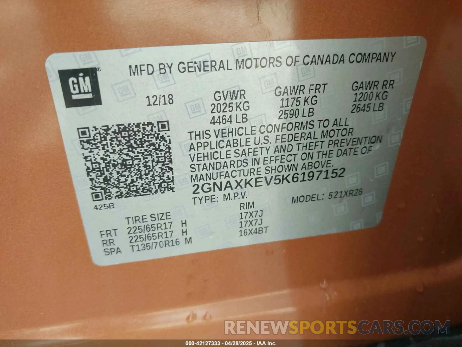 9 Photograph of a damaged car 2GNAXKEV5K6197152 CHEVROLET EQUINOX 2019