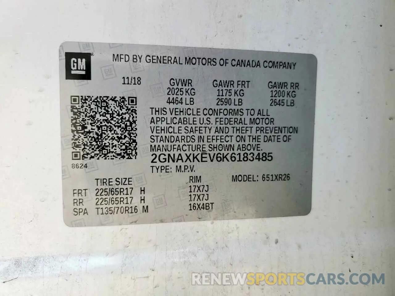 13 Фотография поврежденного автомобиля 2GNAXKEV6K6183485 CHEVROLET EQUINOX 2019
