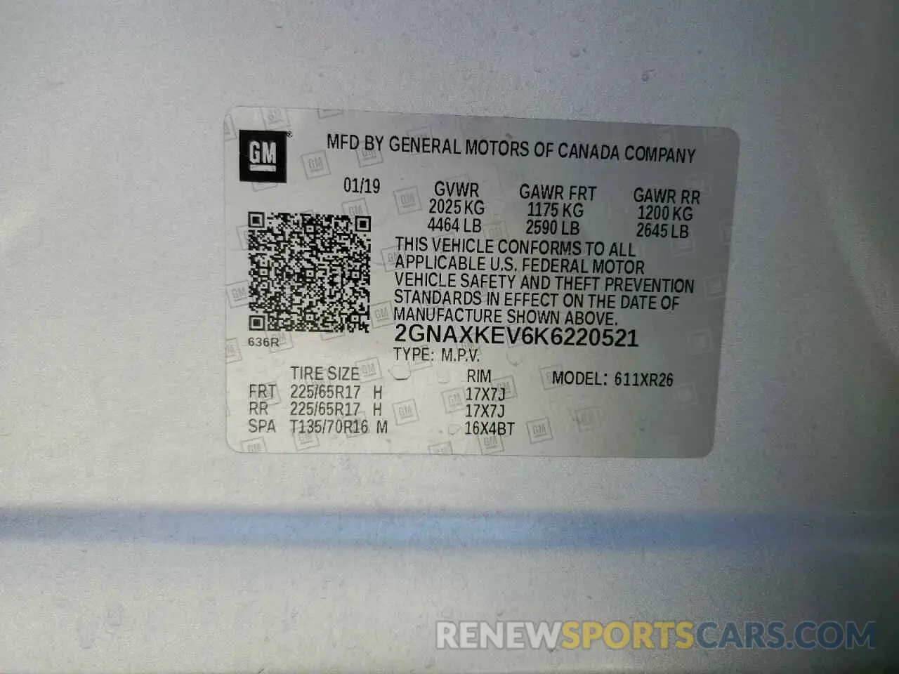 15 Photograph of a damaged car 2GNAXKEV6K6220521 CHEVROLET EQUINOX 2019