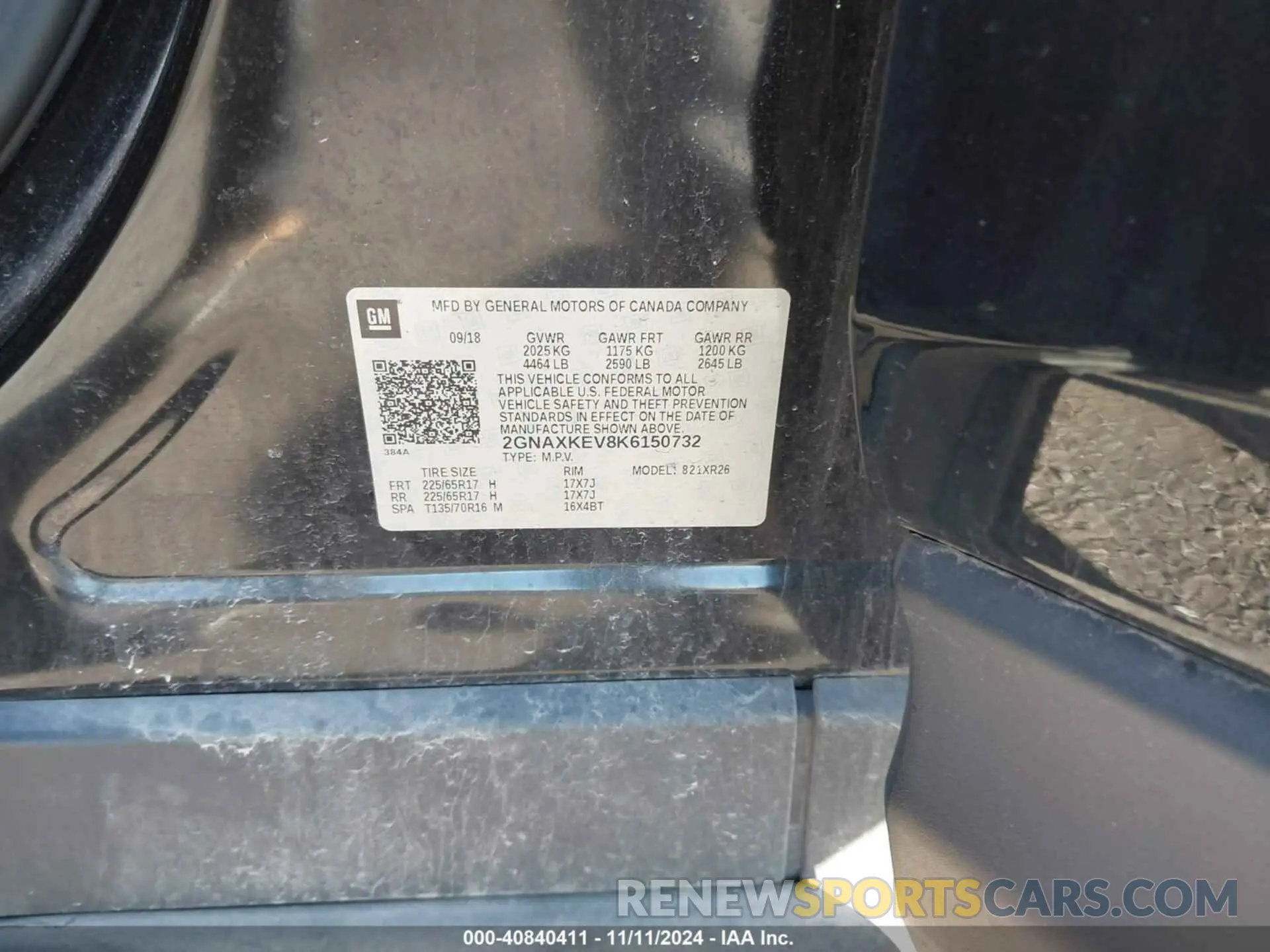 9 Photograph of a damaged car 2GNAXKEV8K6150732 CHEVROLET EQUINOX 2019