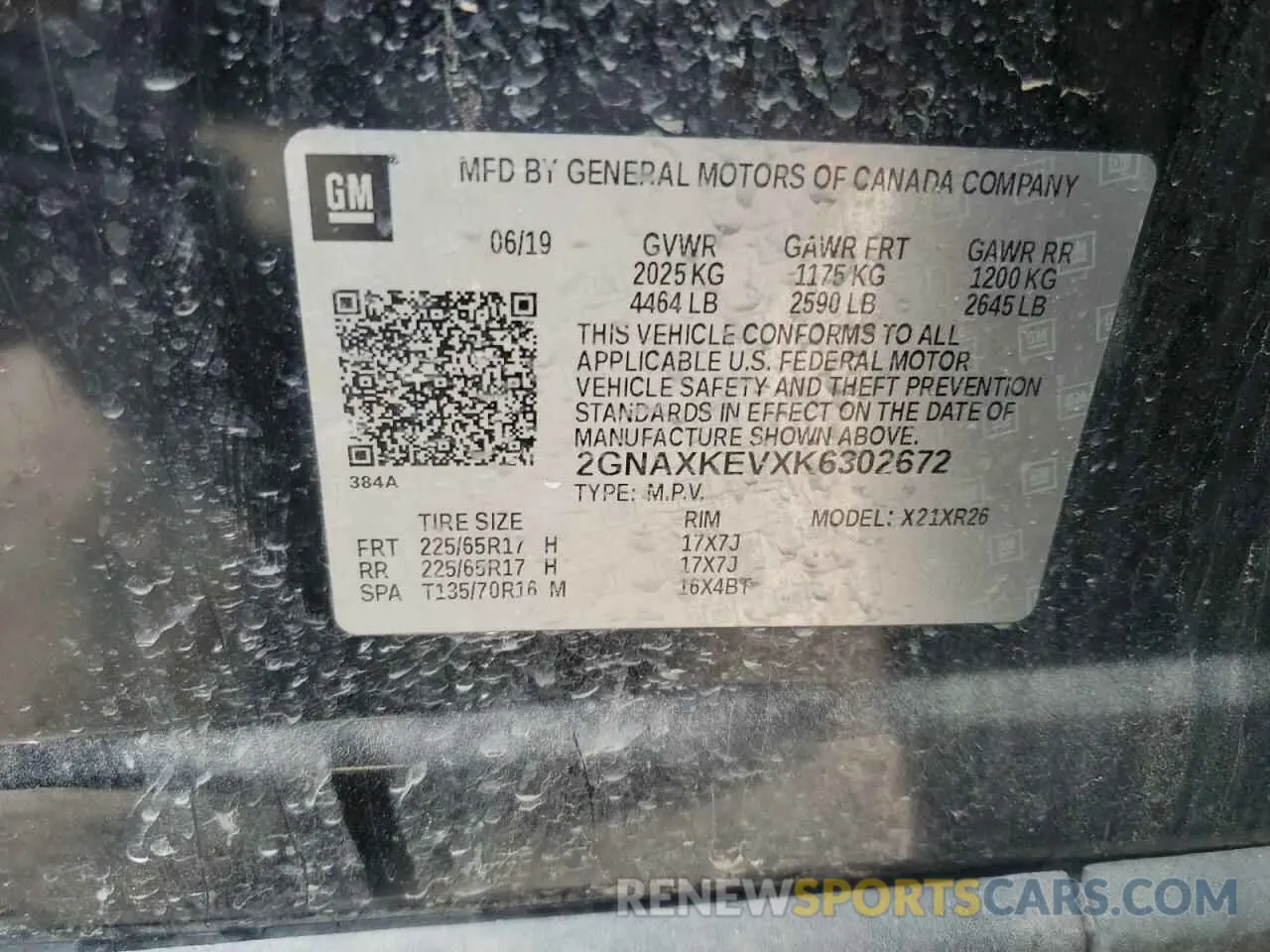 13 Photograph of a damaged car 2GNAXKEVXK6302672 CHEVROLET EQUINOX 2019