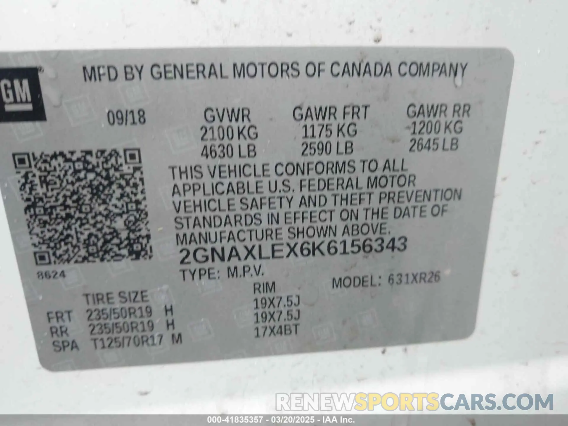 9 Фотография поврежденного автомобиля 2GNAXLEX6K6156343 CHEVROLET EQUINOX 2019