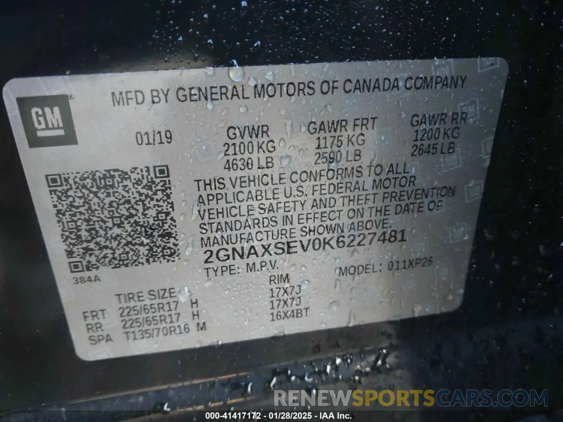 9 Photograph of a damaged car 2GNAXSEV0K6227481 CHEVROLET EQUINOX 2019