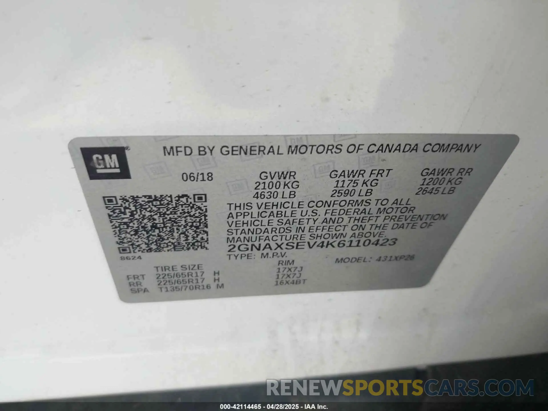 9 Фотография поврежденного автомобиля 2GNAXSEV4K6110423 CHEVROLET EQUINOX 2019