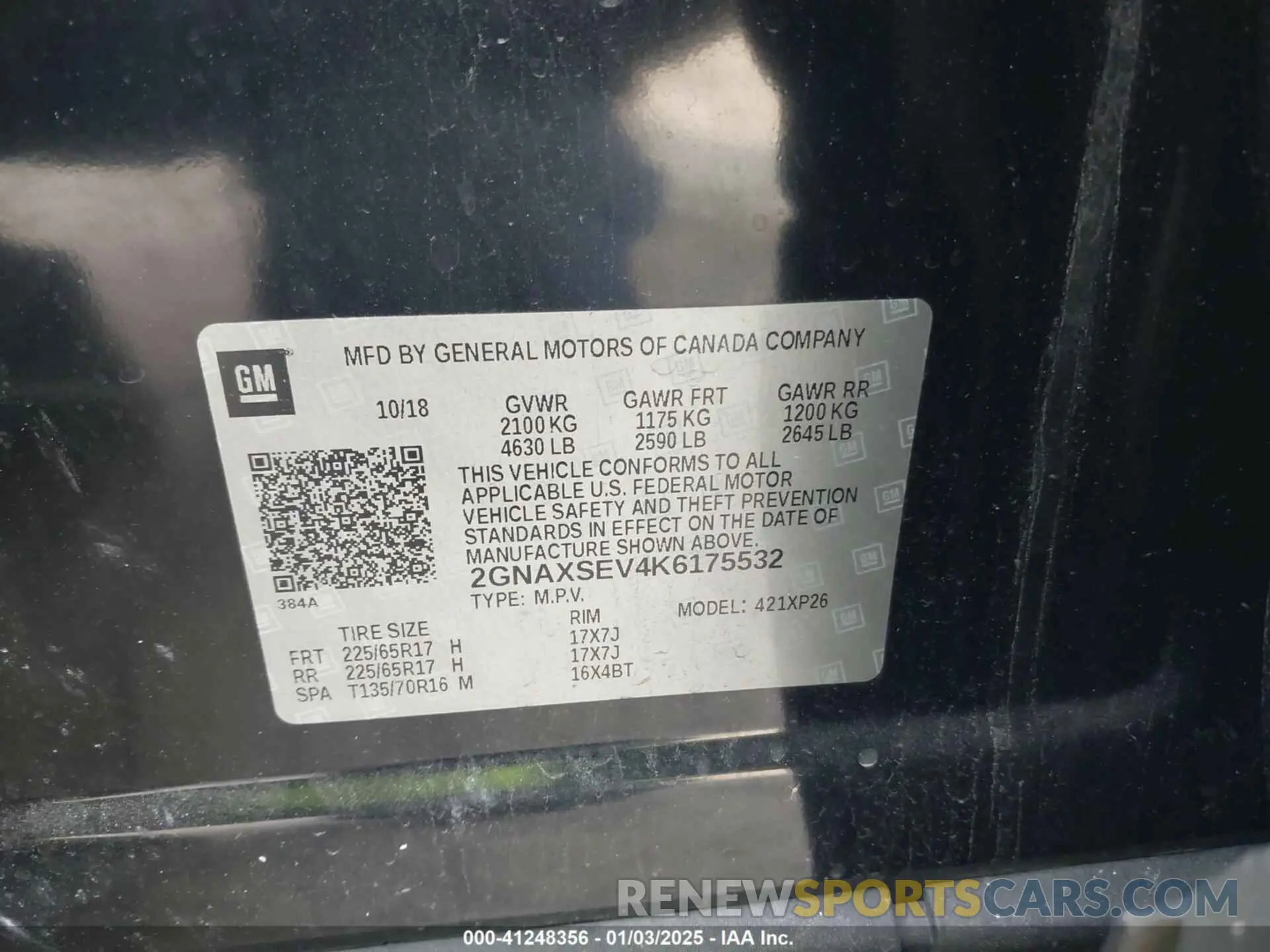 9 Photograph of a damaged car 2GNAXSEV4K6175532 CHEVROLET EQUINOX 2019