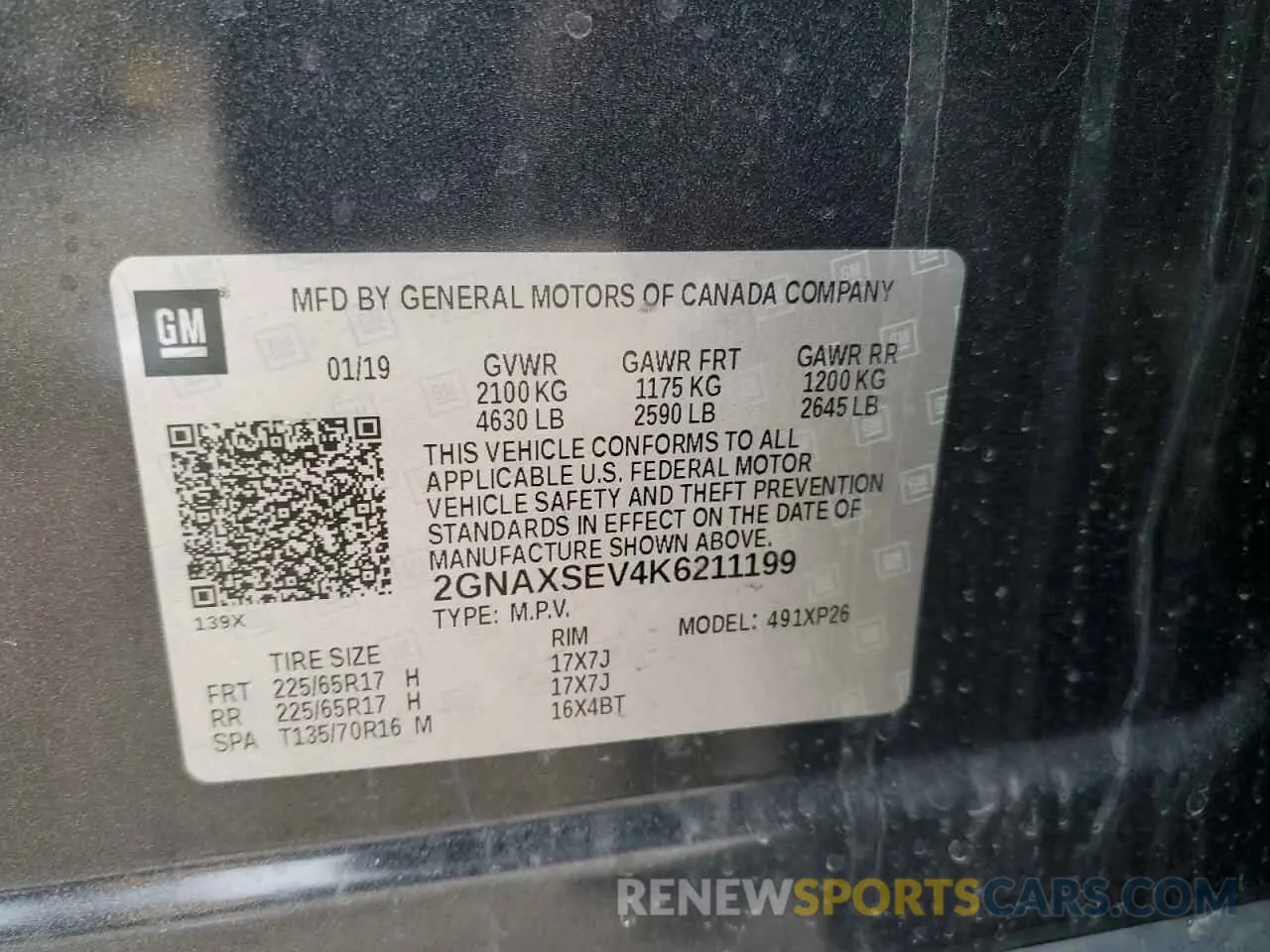 13 Фотография поврежденного автомобиля 2GNAXSEV4K6211199 CHEVROLET EQUINOX 2019