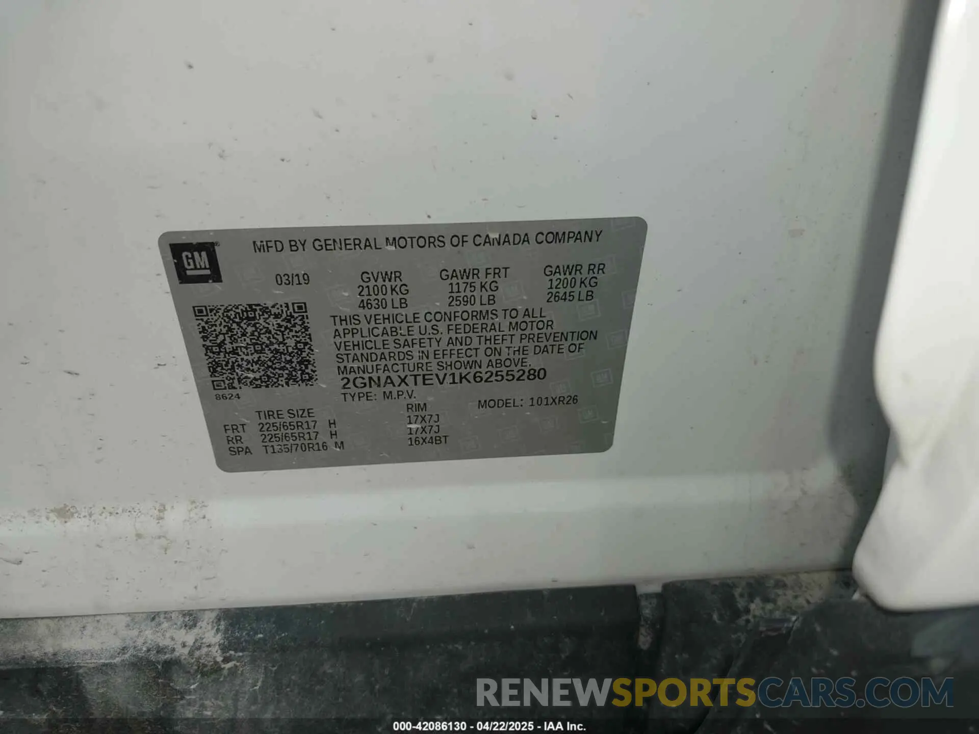 9 Photograph of a damaged car 2GNAXTEV1K6255280 CHEVROLET EQUINOX 2019