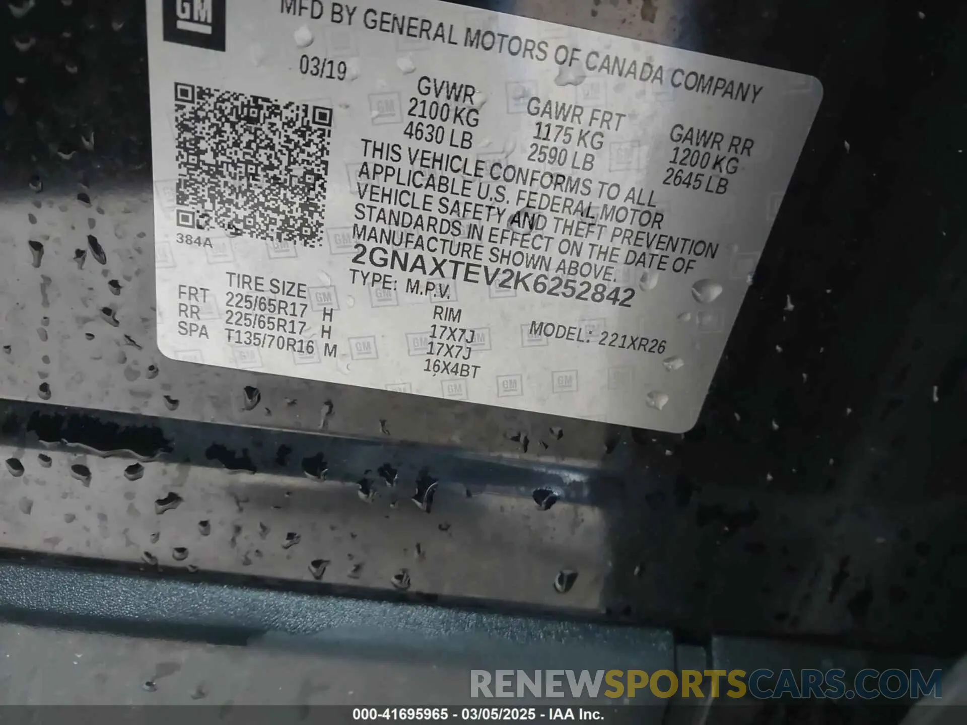 9 Photograph of a damaged car 2GNAXTEV2K6252842 CHEVROLET EQUINOX 2019