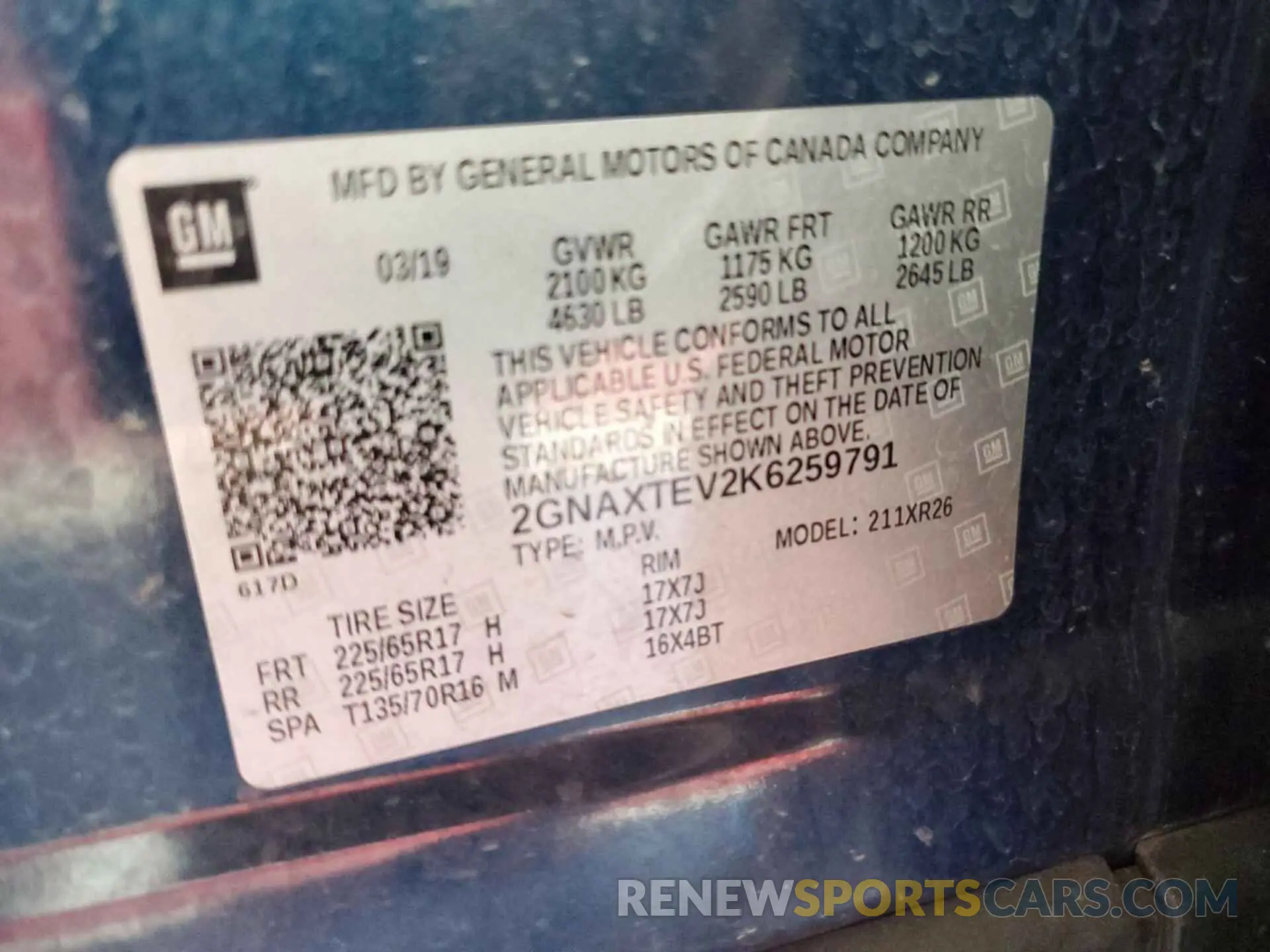 26 Photograph of a damaged car 2GNAXTEV2K6259791 CHEVROLET EQUINOX 2019